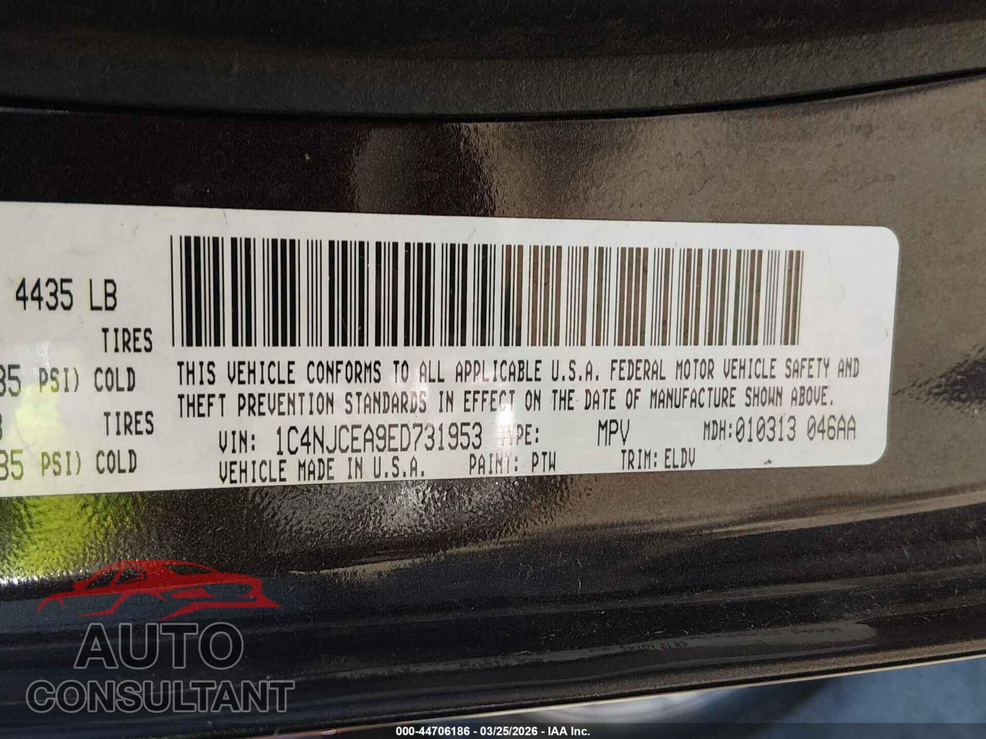 JEEP COMPASS 2014 - 1C4NJCEA9ED731953