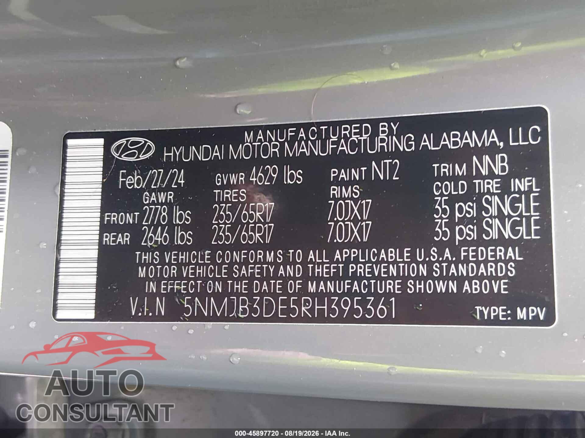HYUNDAI TUCSON 2024 - 5NMJB3DE5RH395361