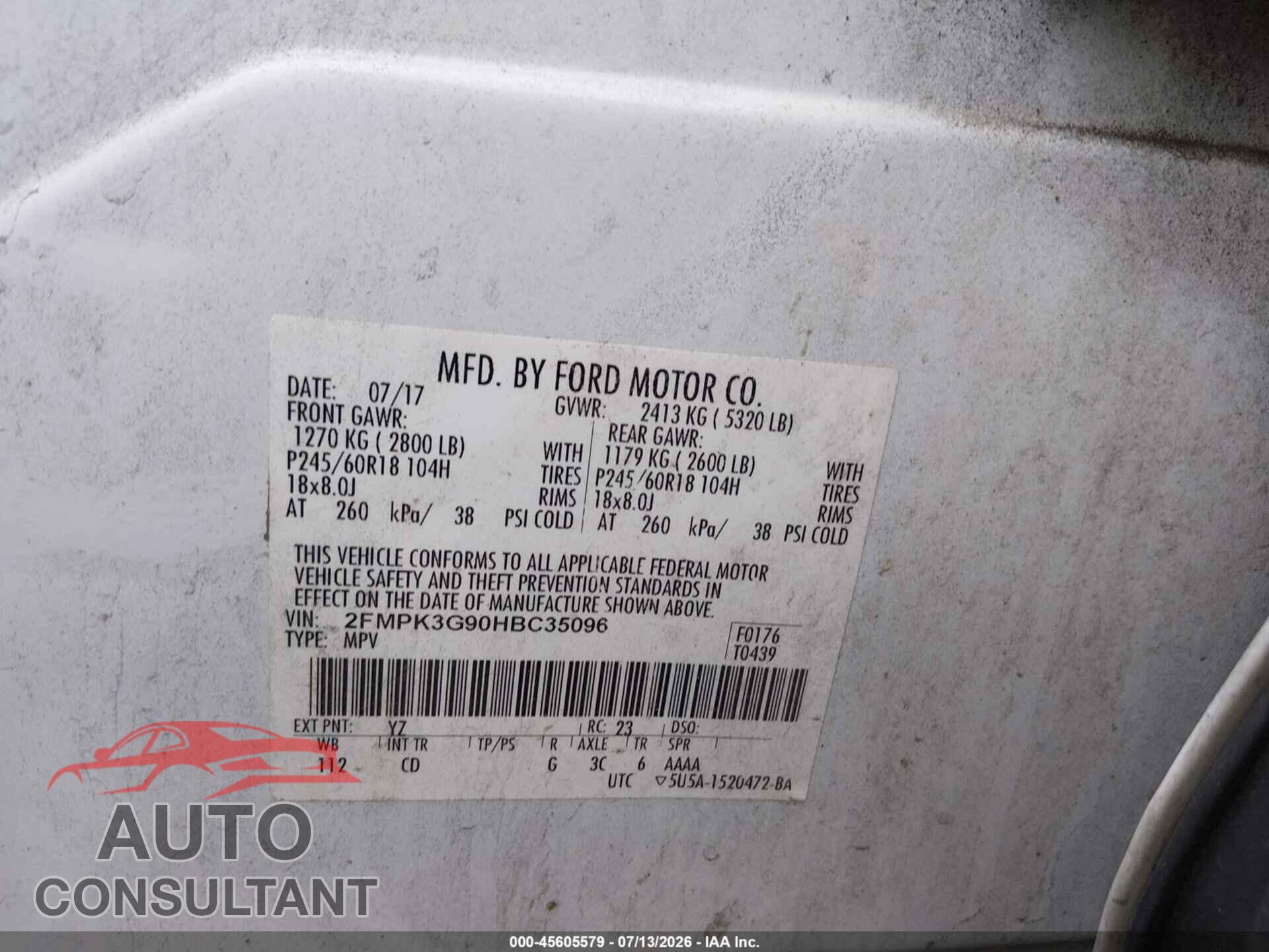 FORD EDGE 2017 - 2FMPK3G90HBC35096