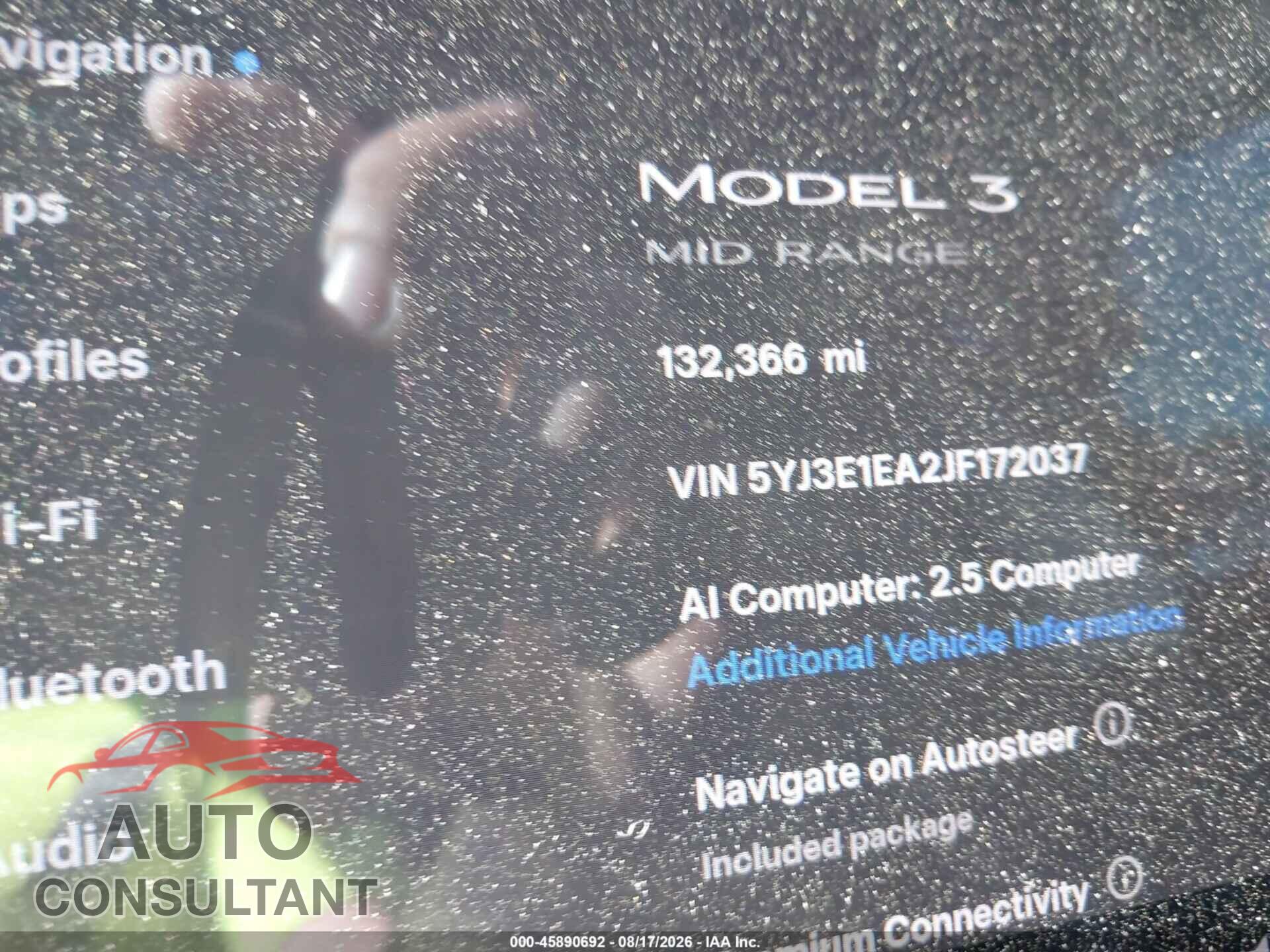 TESLA MODEL 3 2018 - 5YJ3E1EA2JF172037
