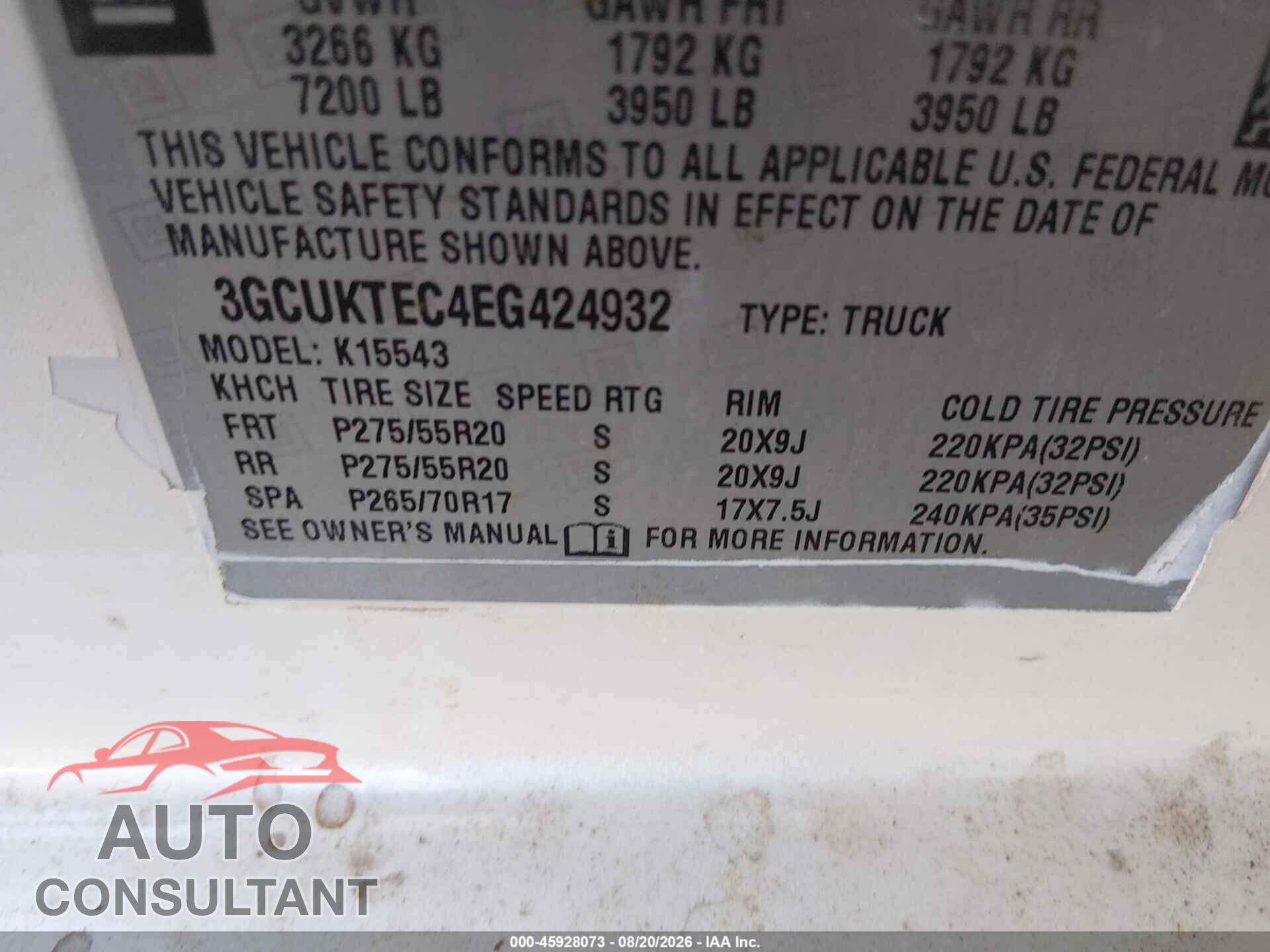 CHEVROLET SILVERADO 1500 2014 - 3GCUKTEC4EG424932