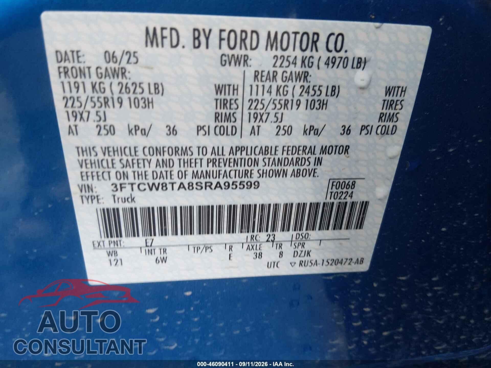 FORD MAVERICK 2025 - 3FTCW8TA8SRA95599