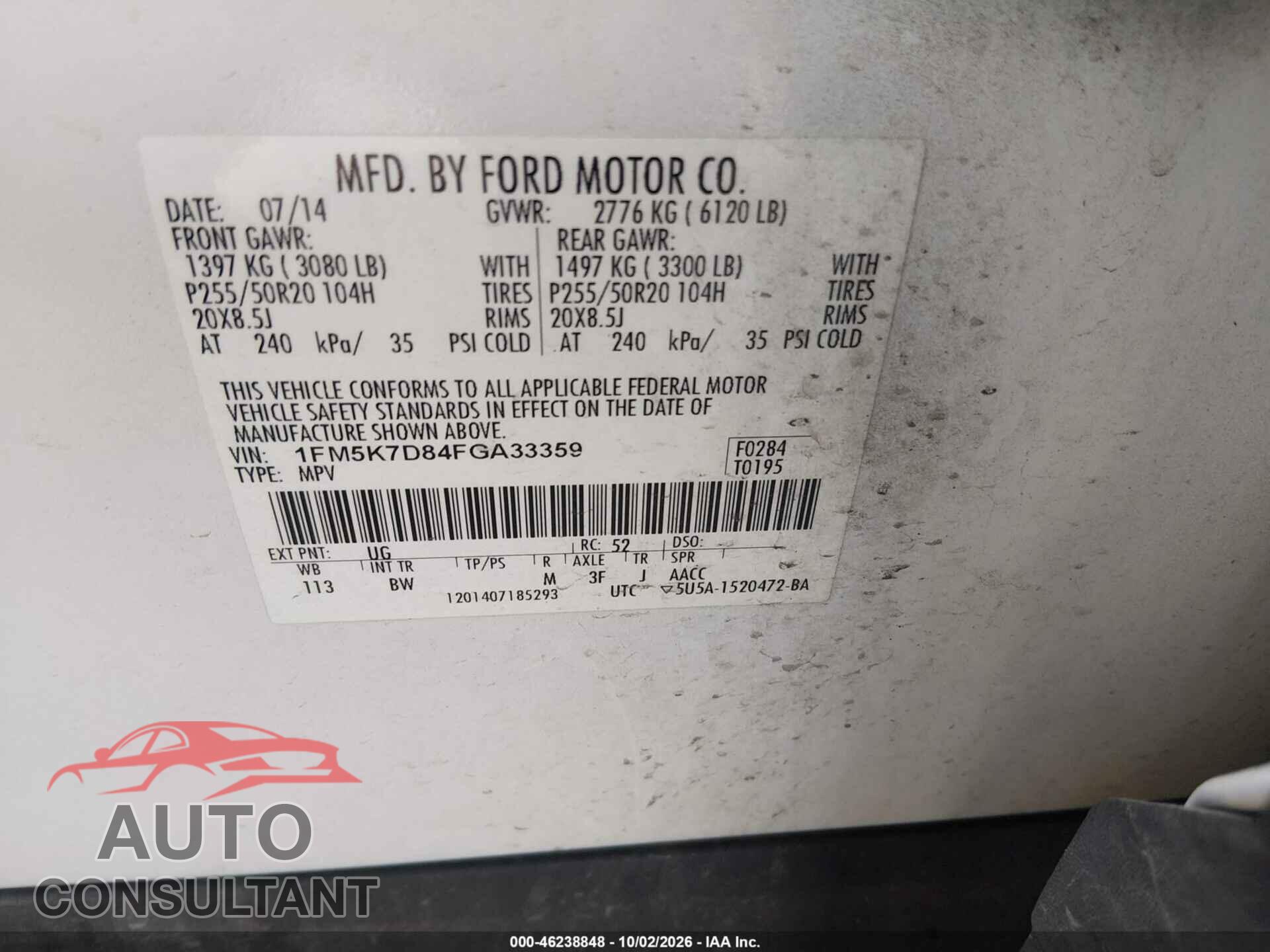 FORD EXPLORER 2015 - 1FM5K7D84FGA33359