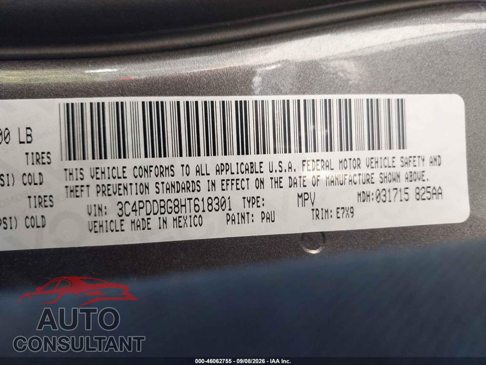 DODGE JOURNEY 2017 - 3C4PDDBG8HT618301