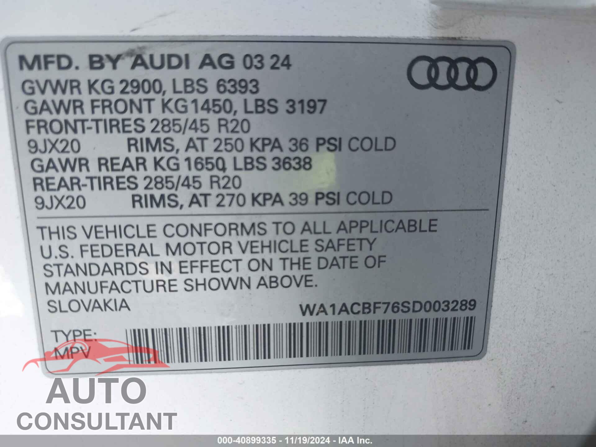 AUDI Q7 2025 - WA1ACBF76SD003289