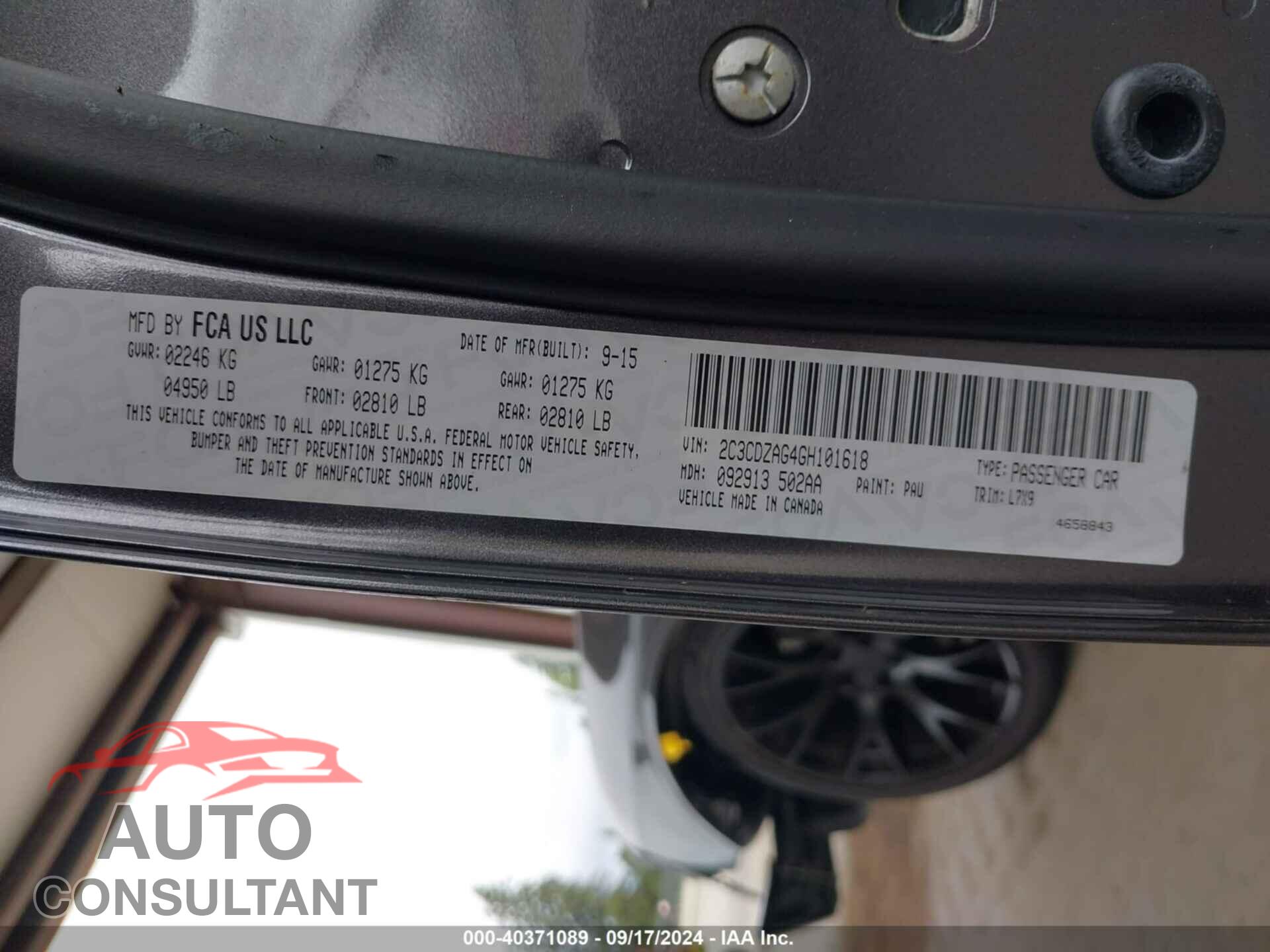 DODGE CHALLENGER 2016 - 2C3CDZAG4GH101618