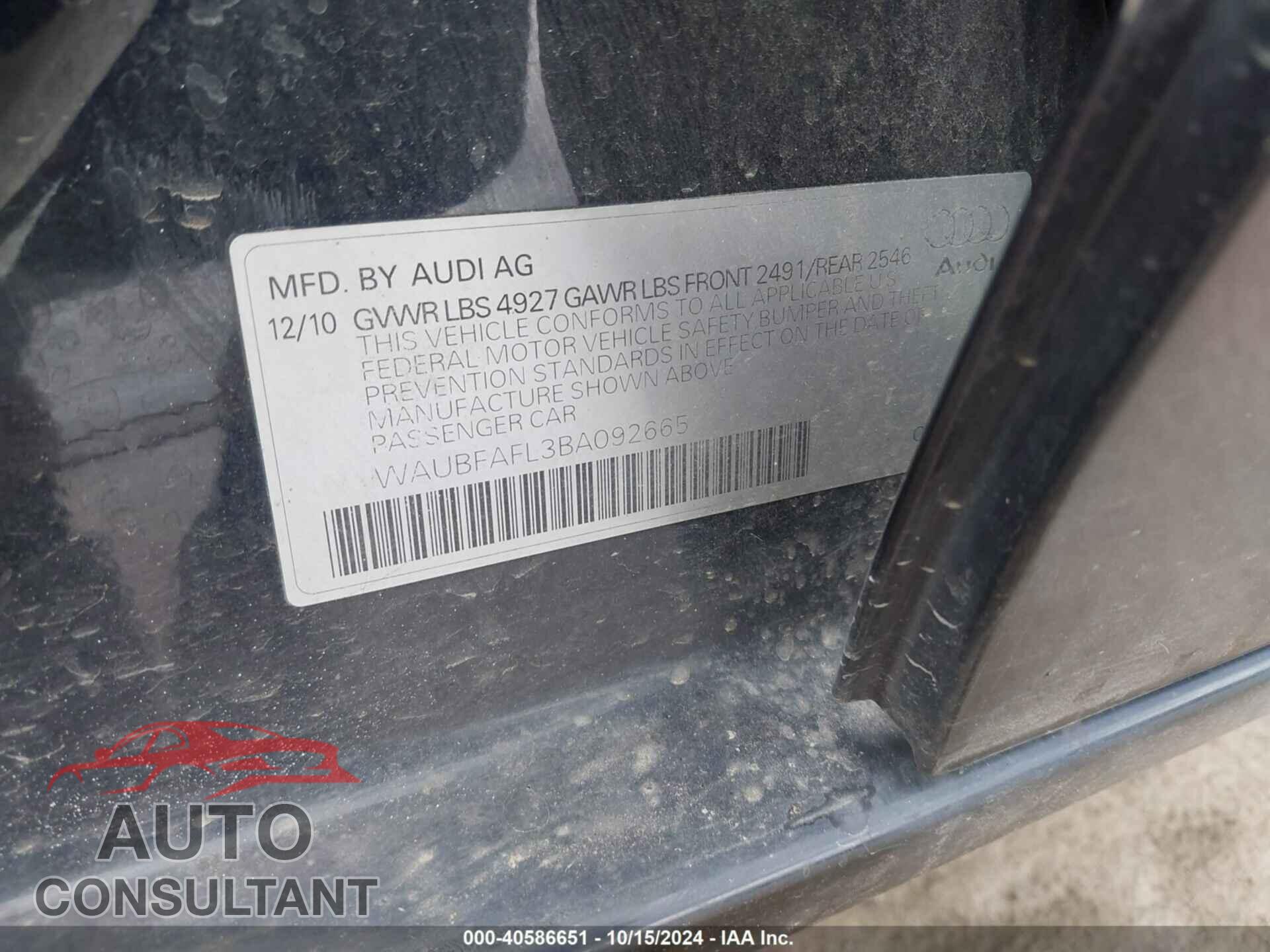 AUDI A4 2011 - WAUBFAFL3BA092665