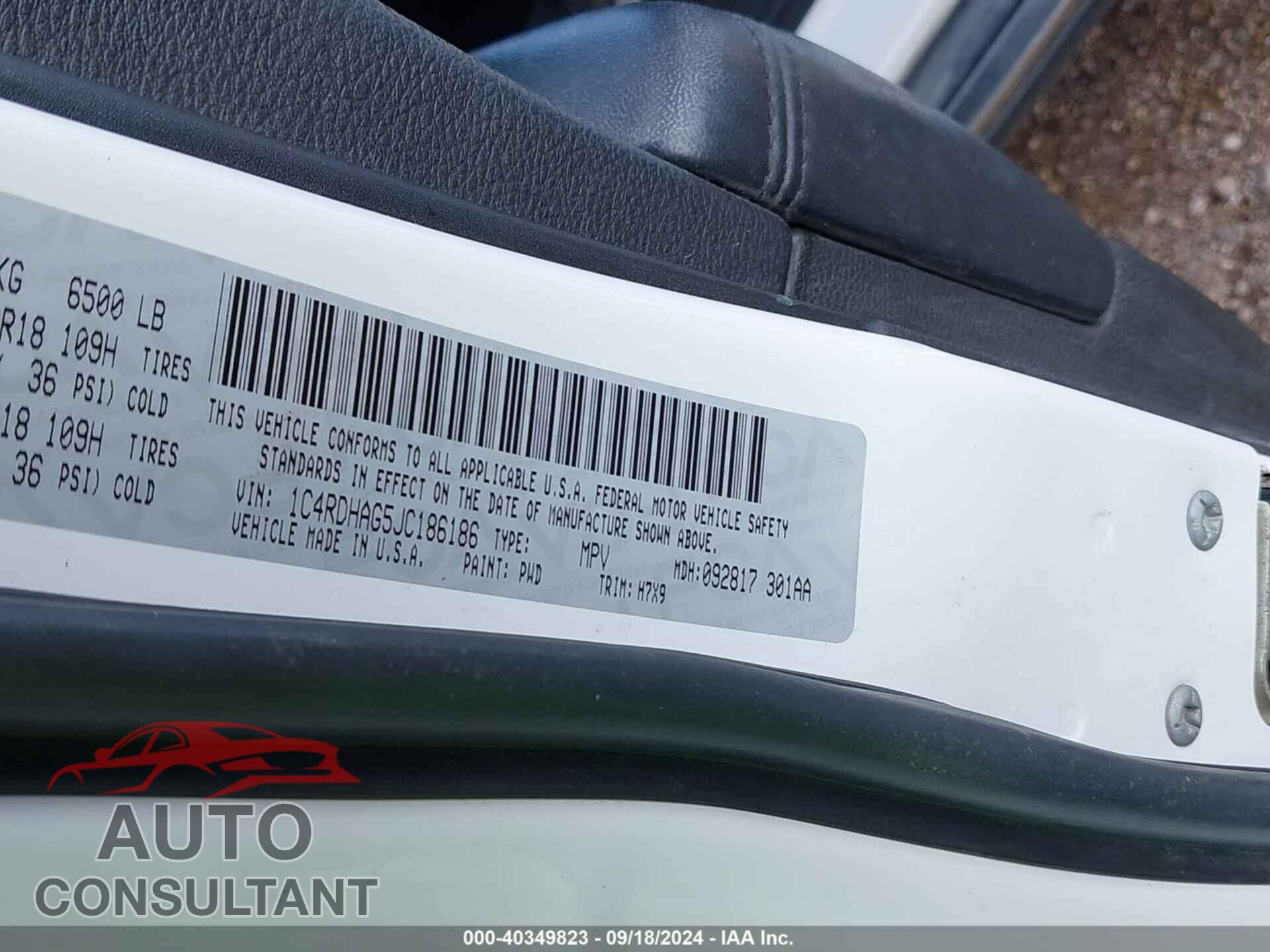 DODGE DURANGO 2018 - 1C4RDHAG5JC186186
