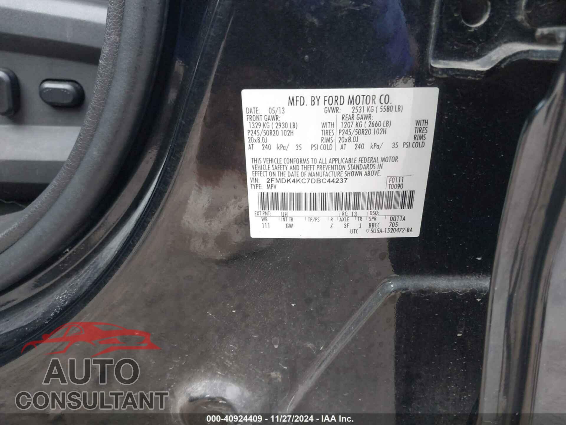 FORD EDGE 2013 - 2FMDK4KC7DBC44237