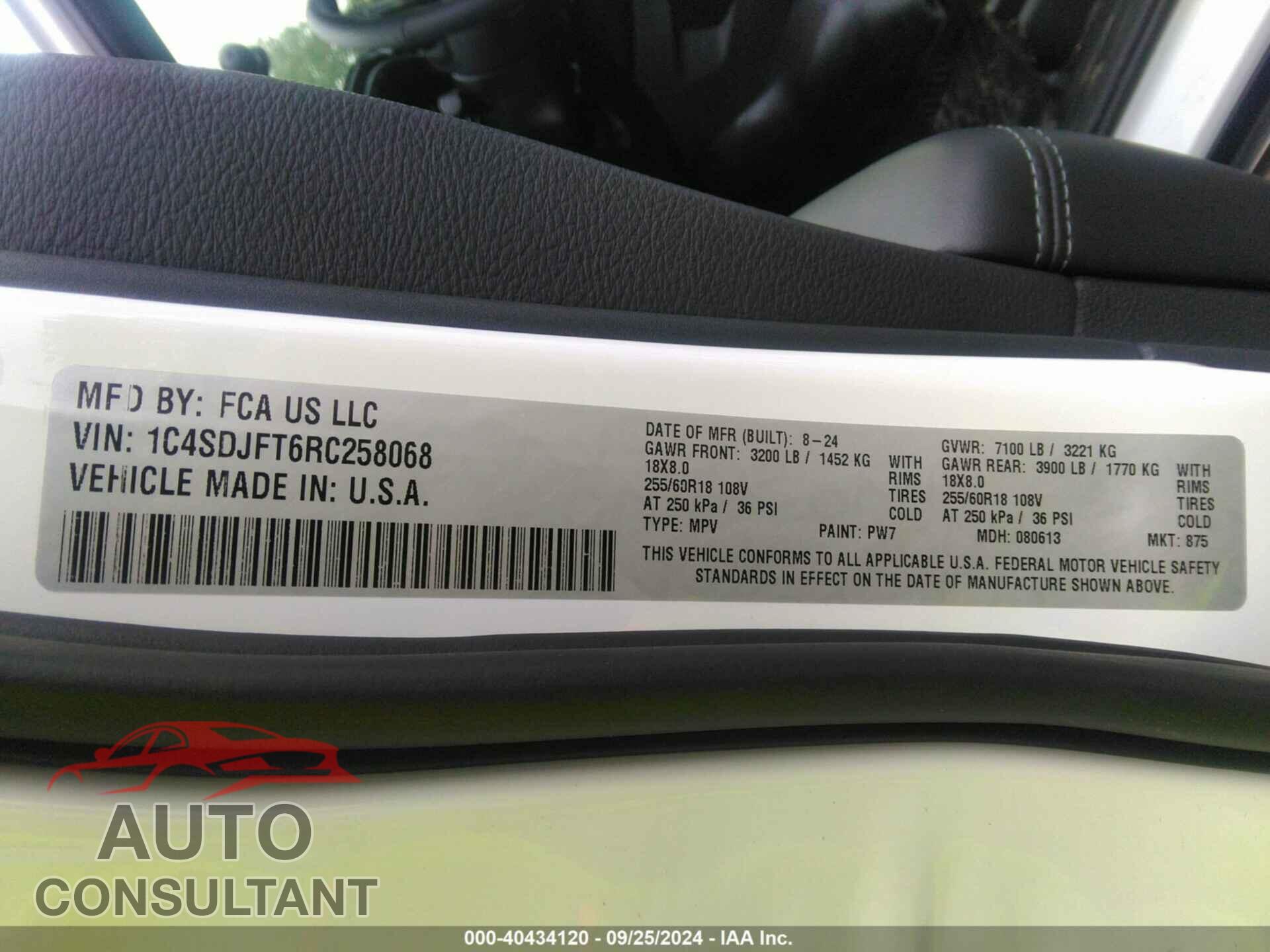 DODGE DURANGO 2024 - 1C4SDJFT6RC258068