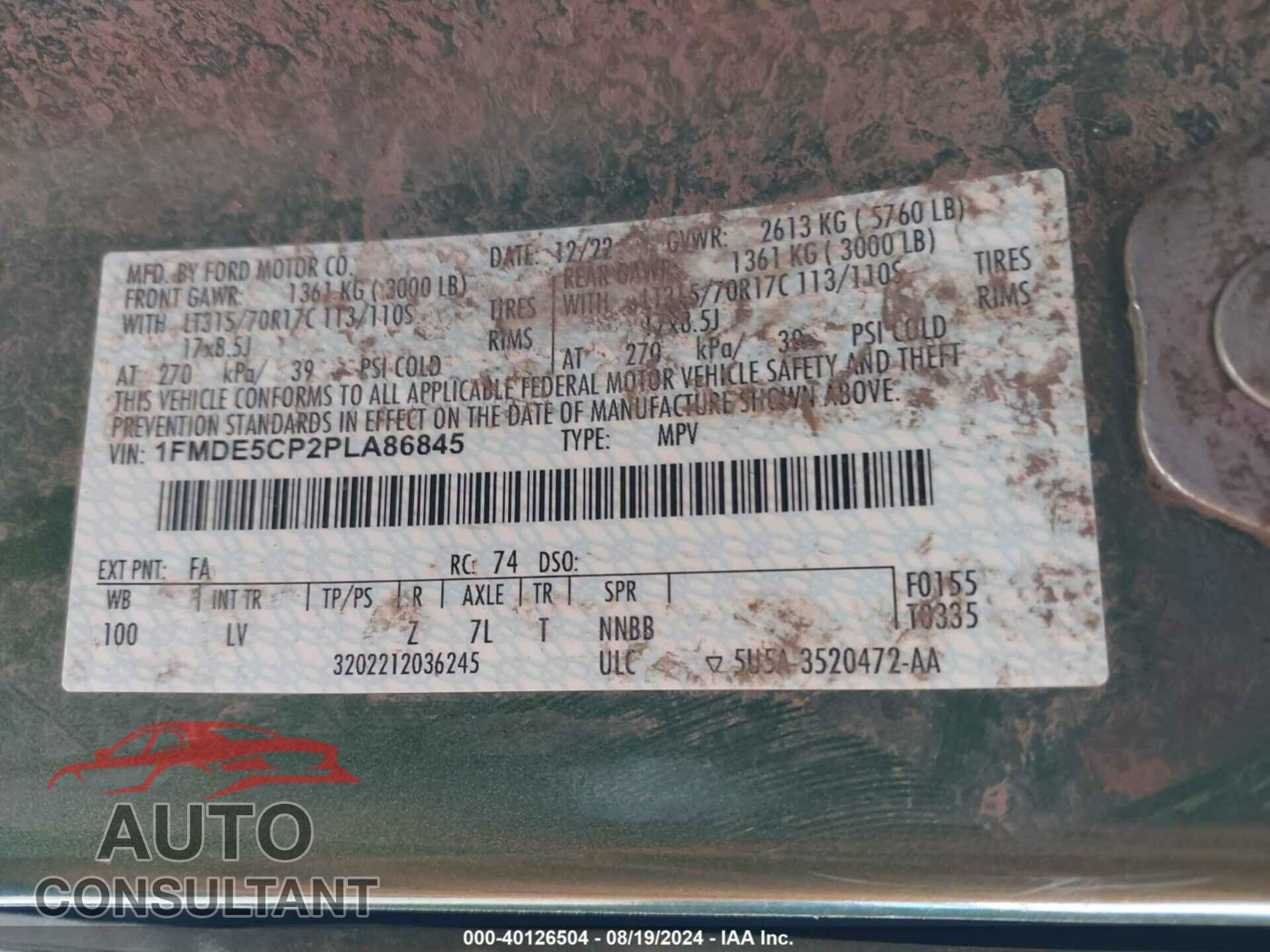 FORD BRONCO 2023 - 1FMDE5CP2PLA86845