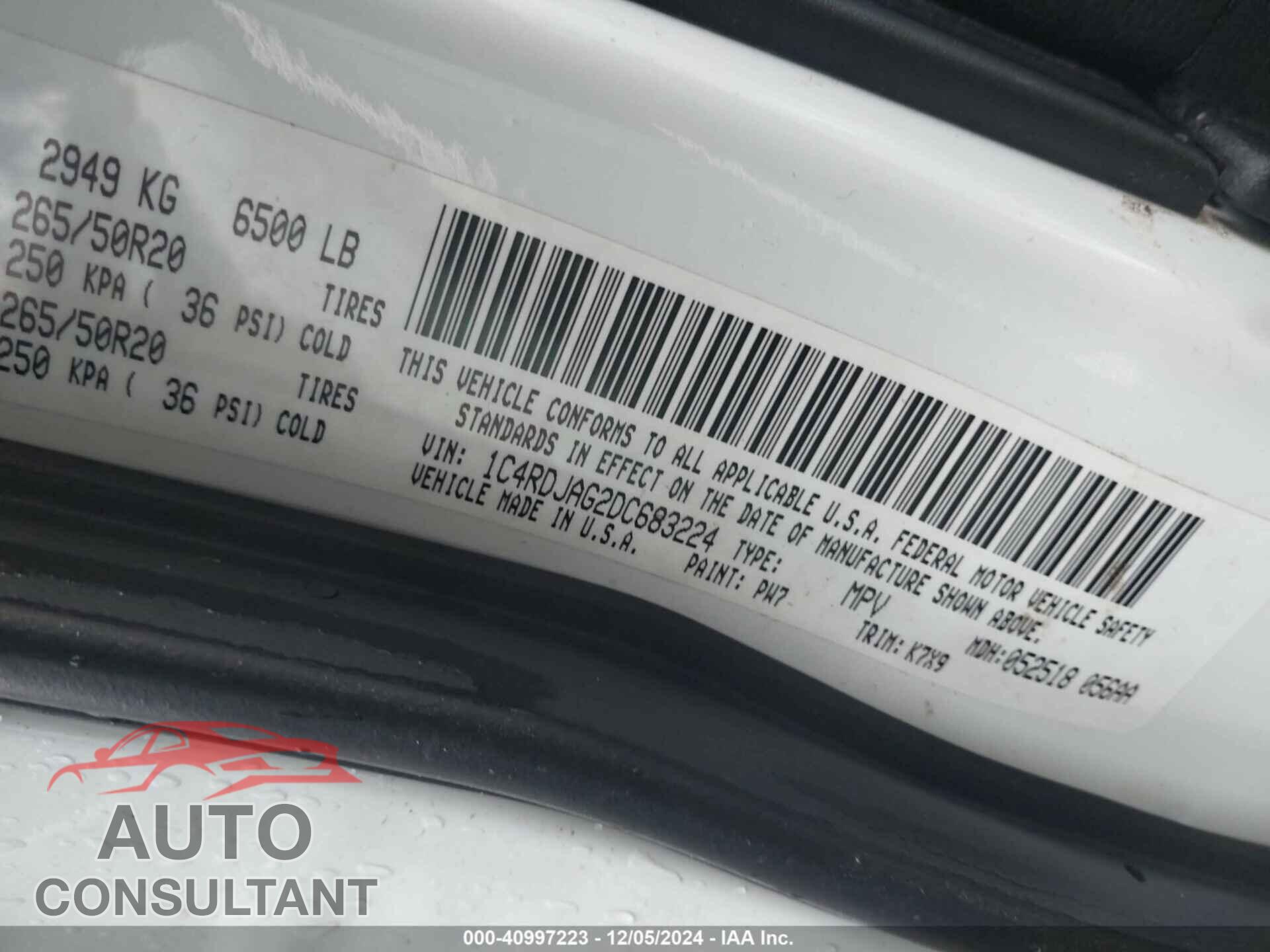 DODGE DURANGO 2013 - 1C4RDJAG2DC683224