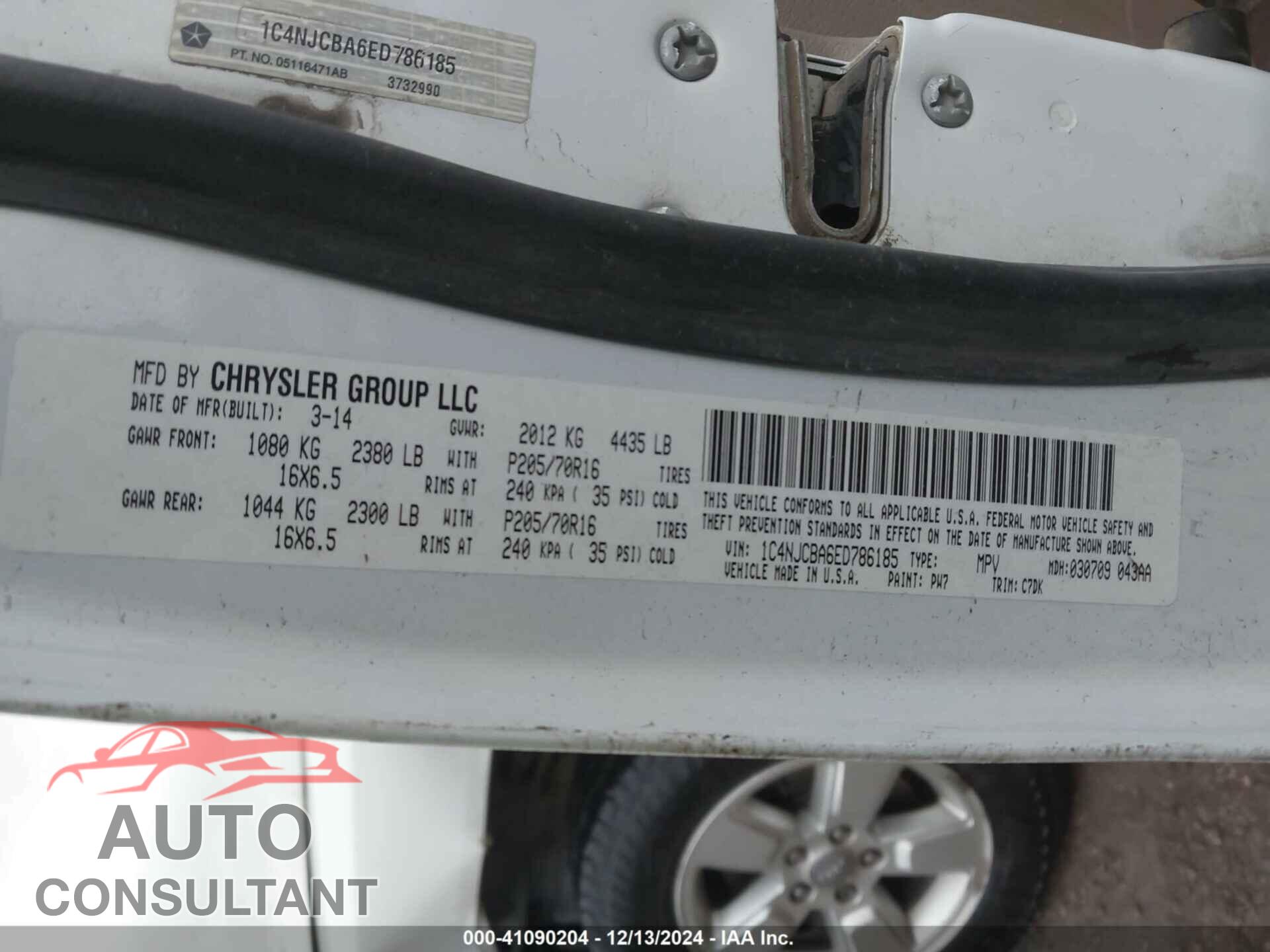 JEEP COMPASS 2014 - 1C4NJCBA6ED786185