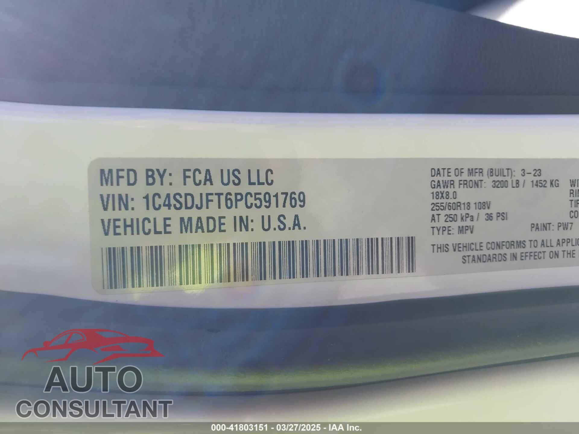 DODGE DURANGO 2023 - 1C4SDJFT6PC591769