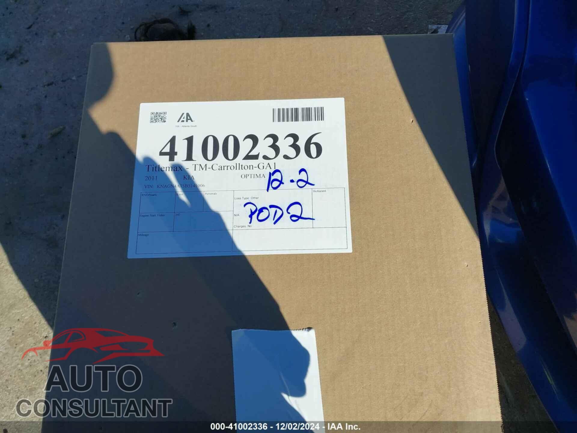 KIA OPTIMA 2011 - KNAGN4A75B5141006