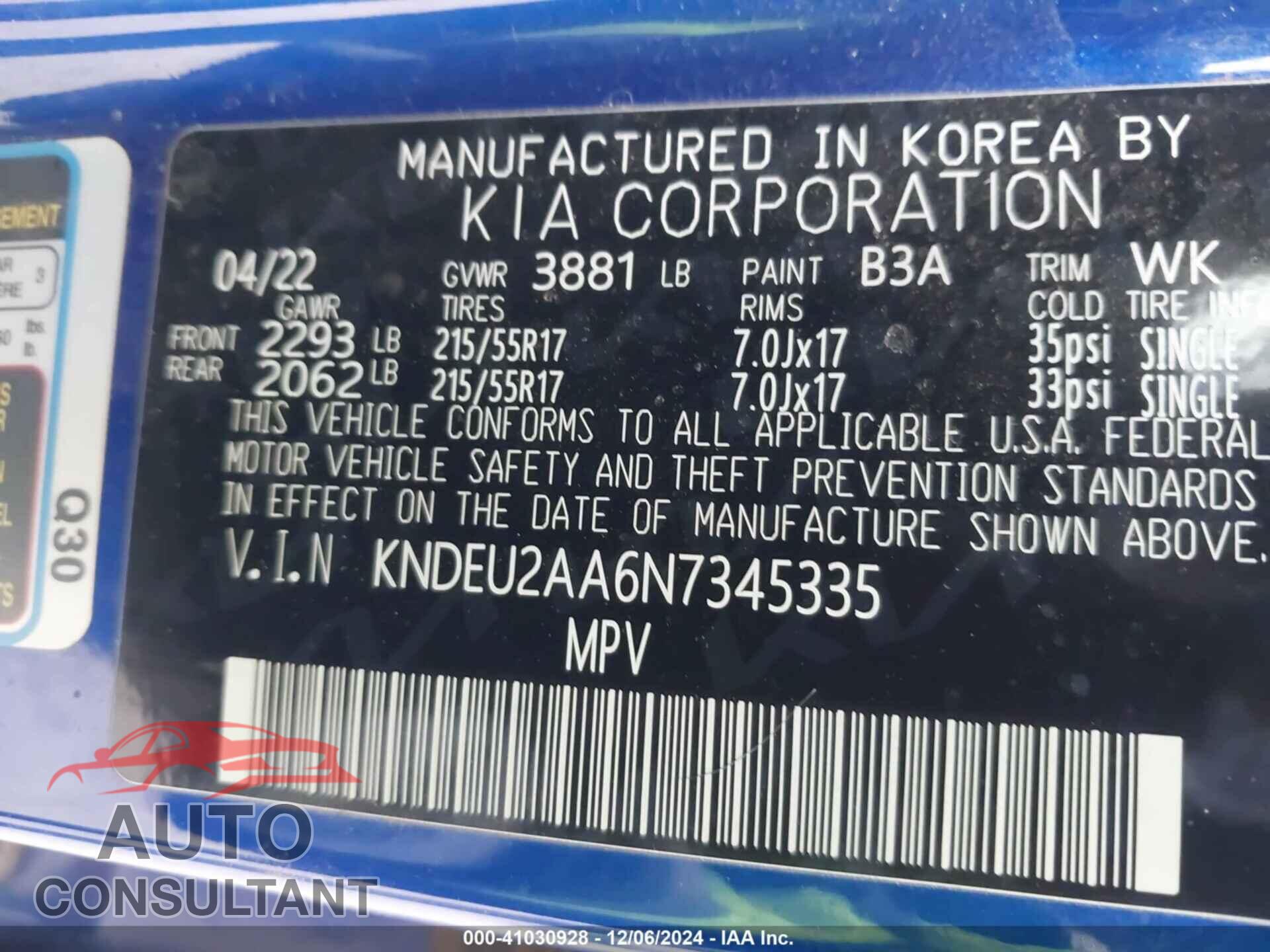 KIA SELTOS 2022 - KNDEU2AA6N7345335