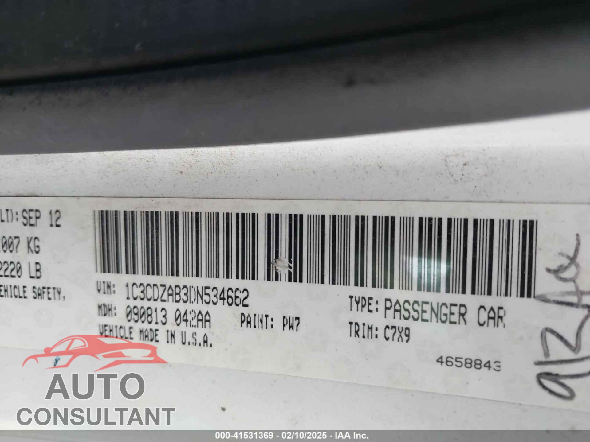 DODGE AVENGER 2013 - 1C3CDZAB3DN534662