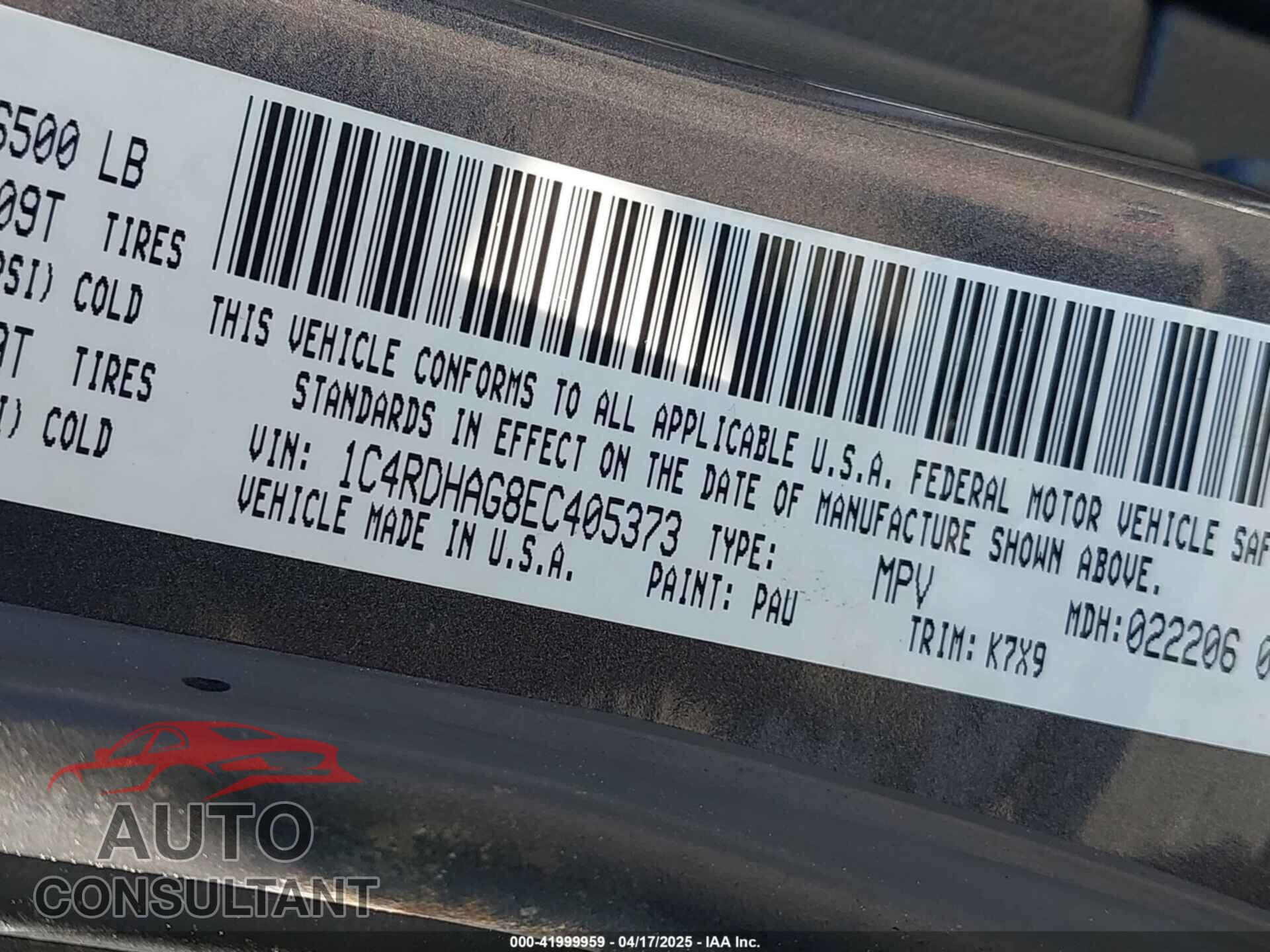 DODGE DURANGO 2014 - 1C4RDHAG8EC405373
