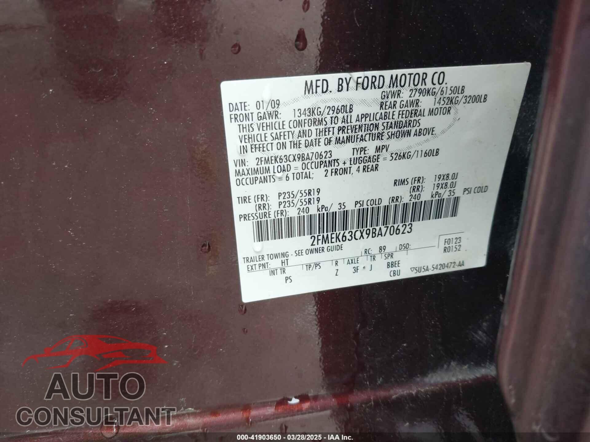 FORD FLEX 2009 - 2FMEK63CX9BA70623