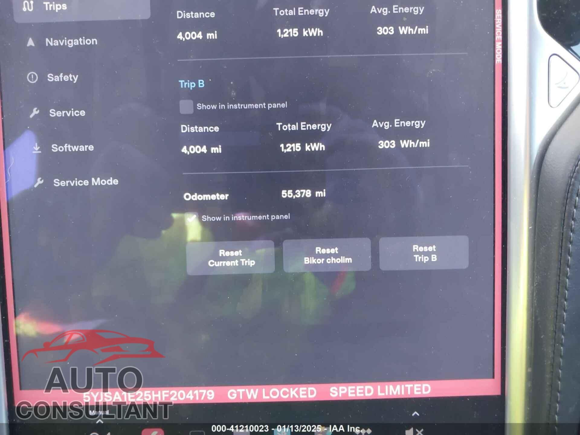 TESLA MODEL S 2017 - 5YJSA1E25HF204179
