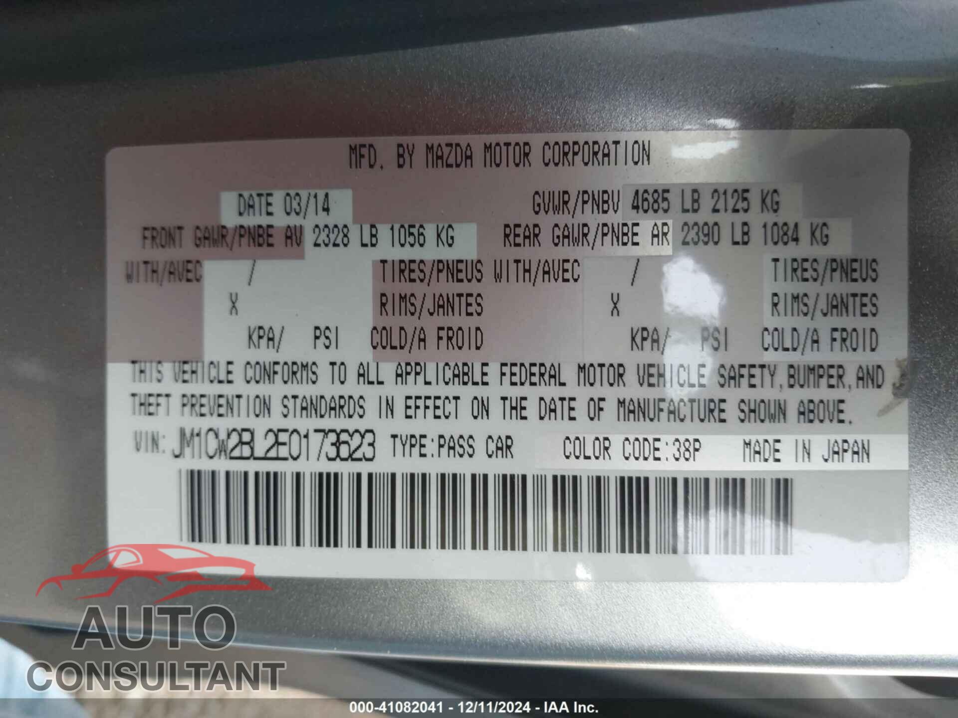 MAZDA MAZDA5 2014 - JM1CW2BL2E0173623