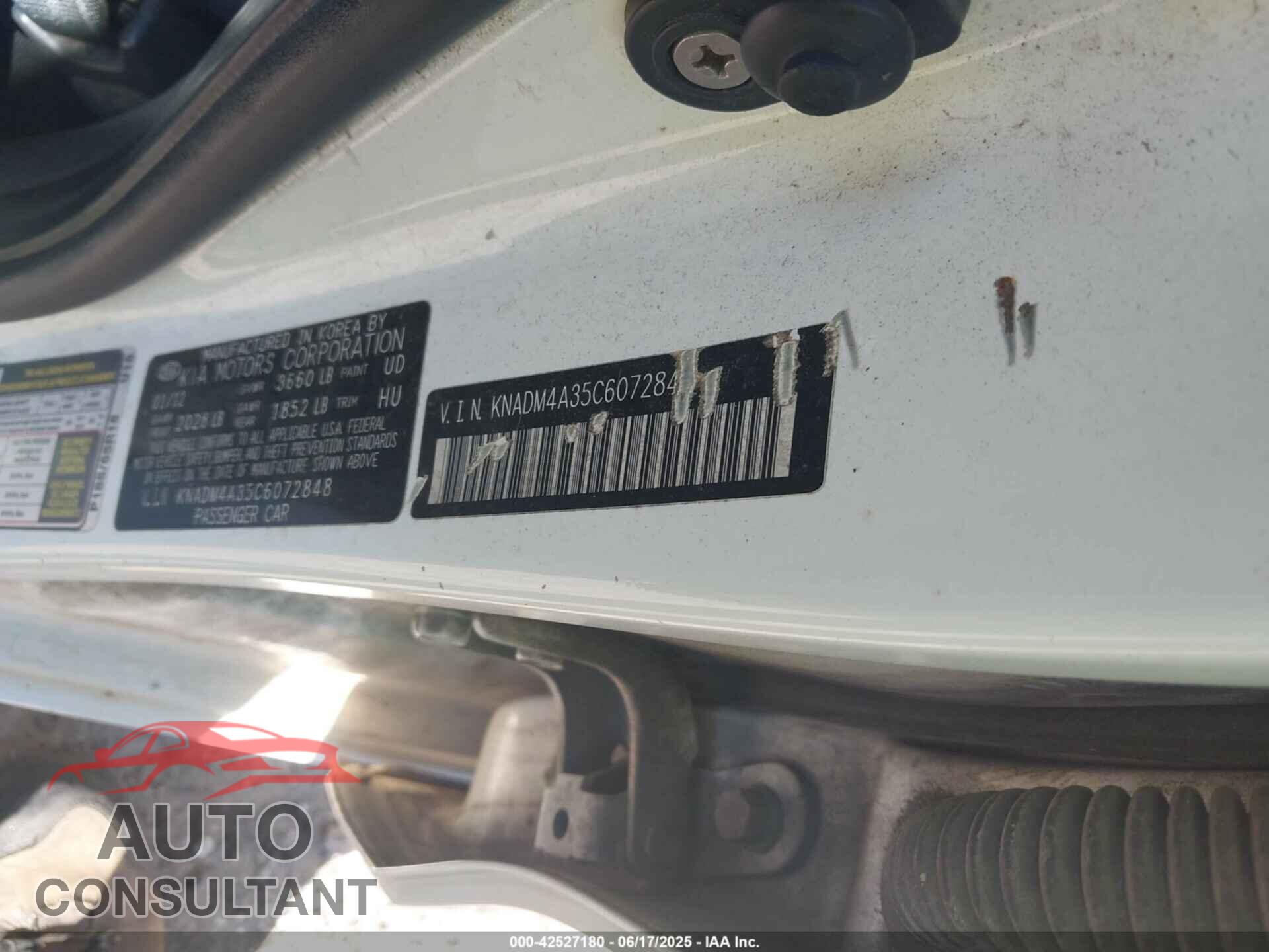 KIA RIO 2012 - KNADM4A35C6072848