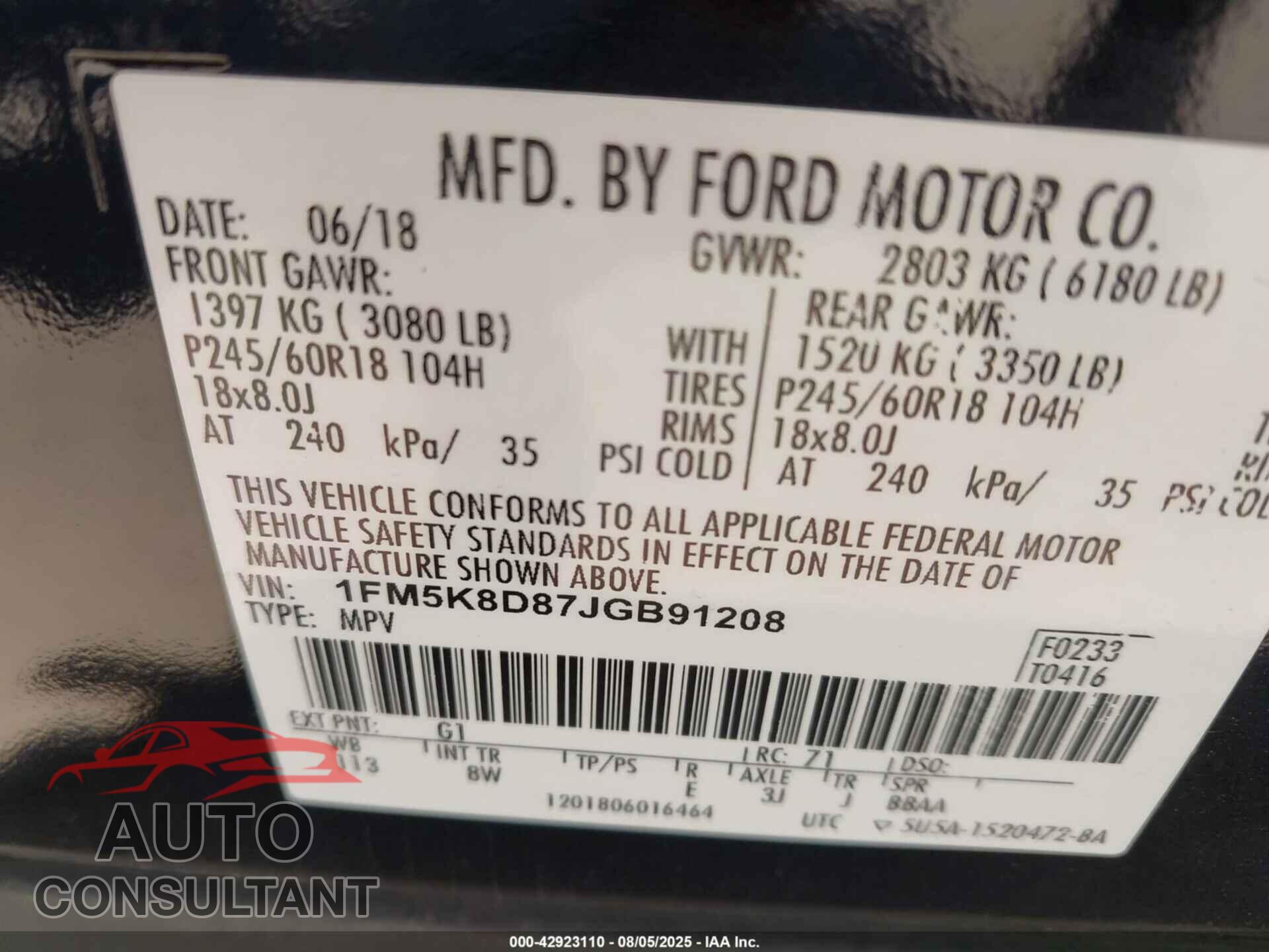 FORD EXPLORER 2018 - 1FM5K8D87JGB91208