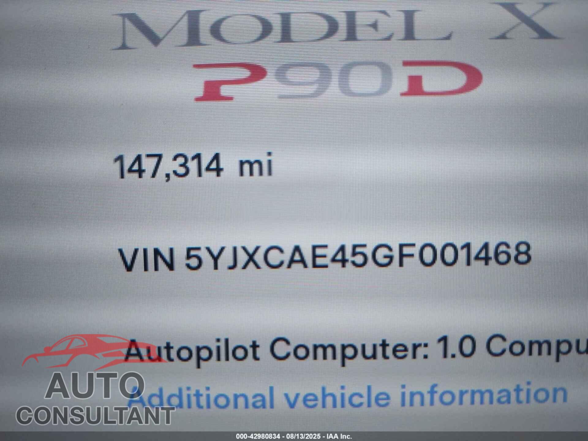 TESLA MODEL X 2016 - 5YJXCAE45GF001468