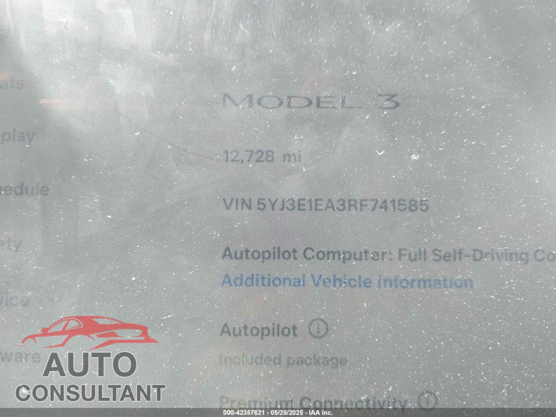 TESLA MODEL 3 2024 - 5YJ3E1EA3RF741585