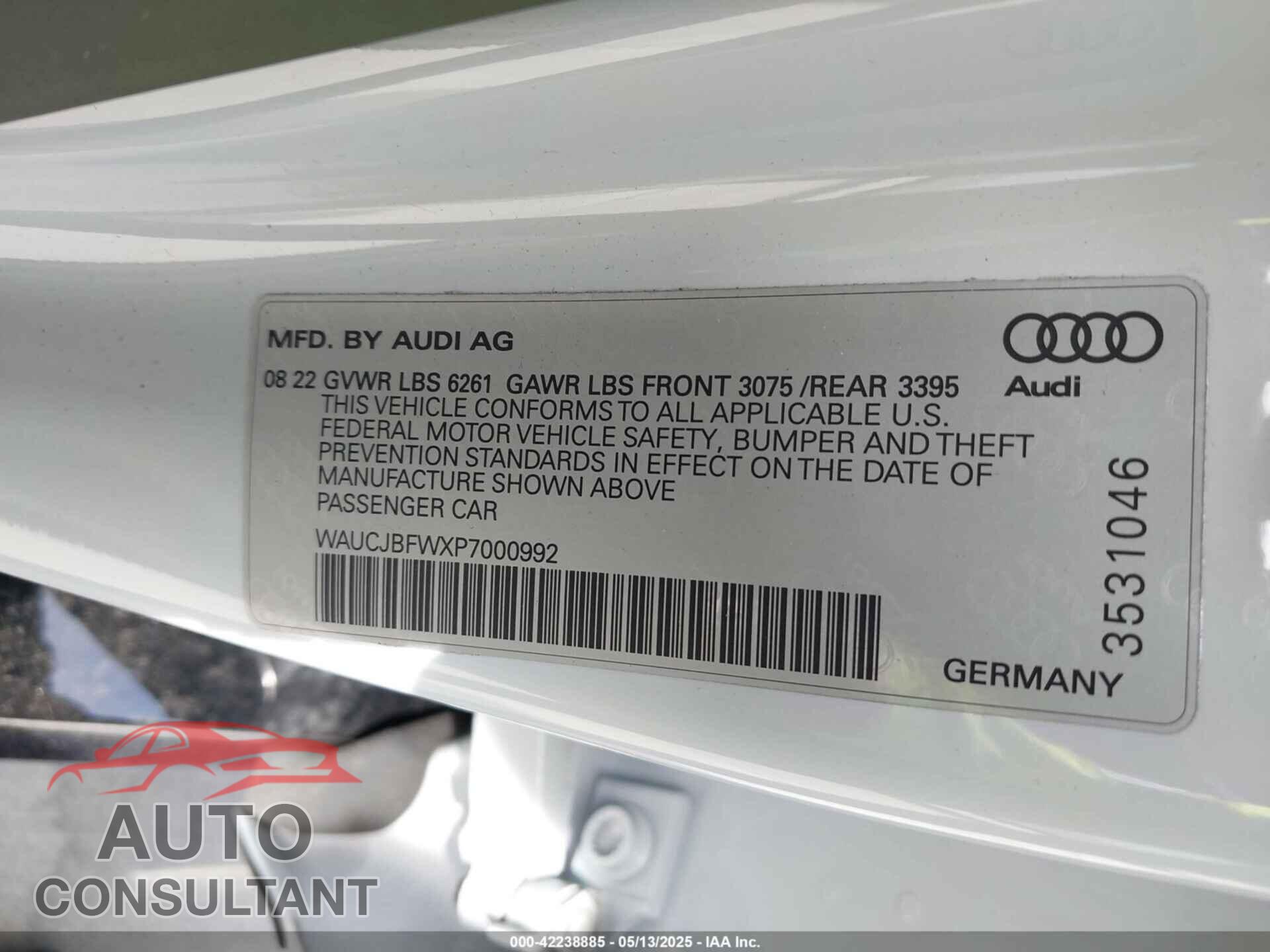 AUDI E-TRON GT 2023 - WAUCJBFWXP7000992