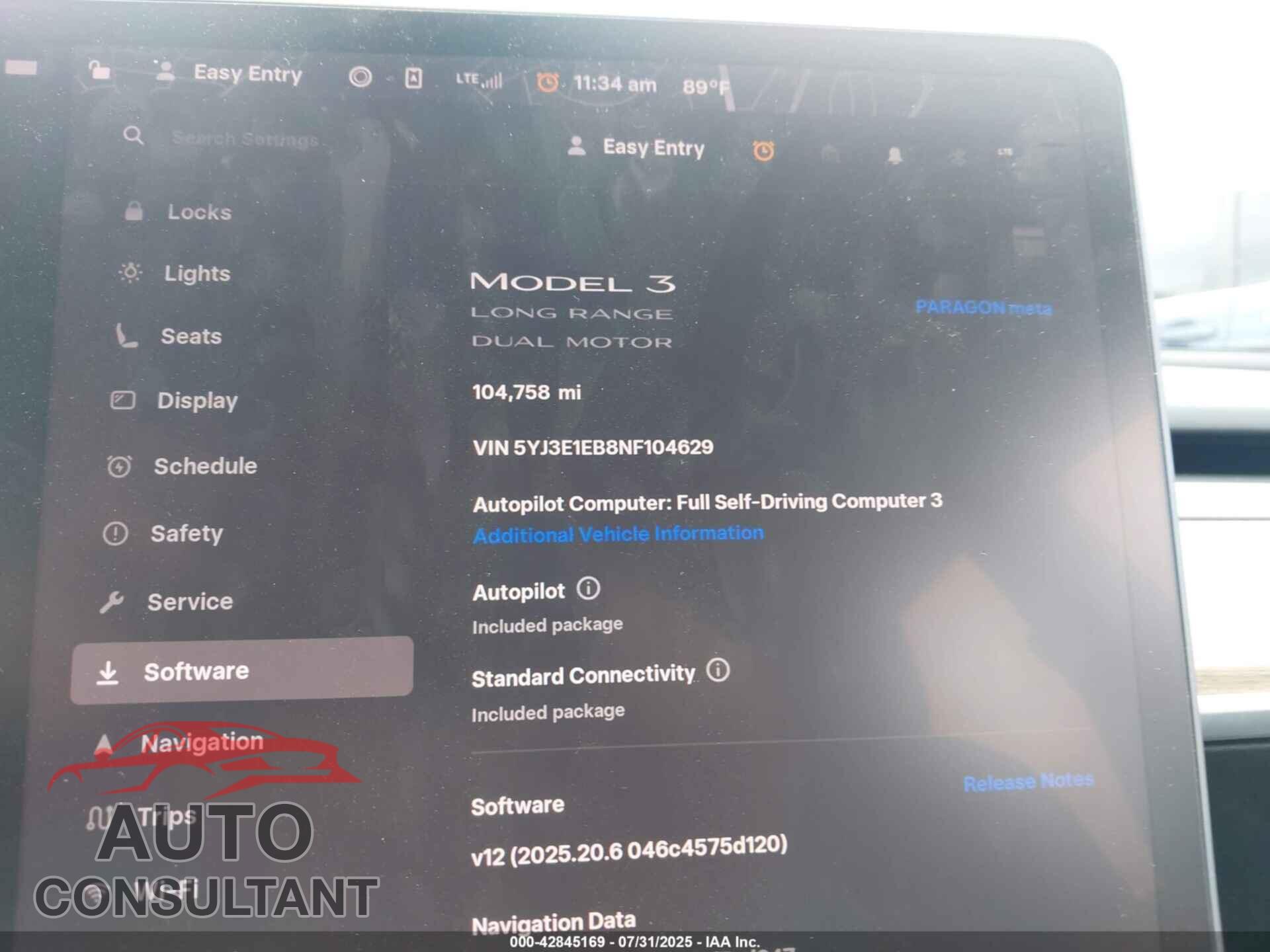 TESLA MODEL 3 2022 - 5YJ3E1EB8NF104629