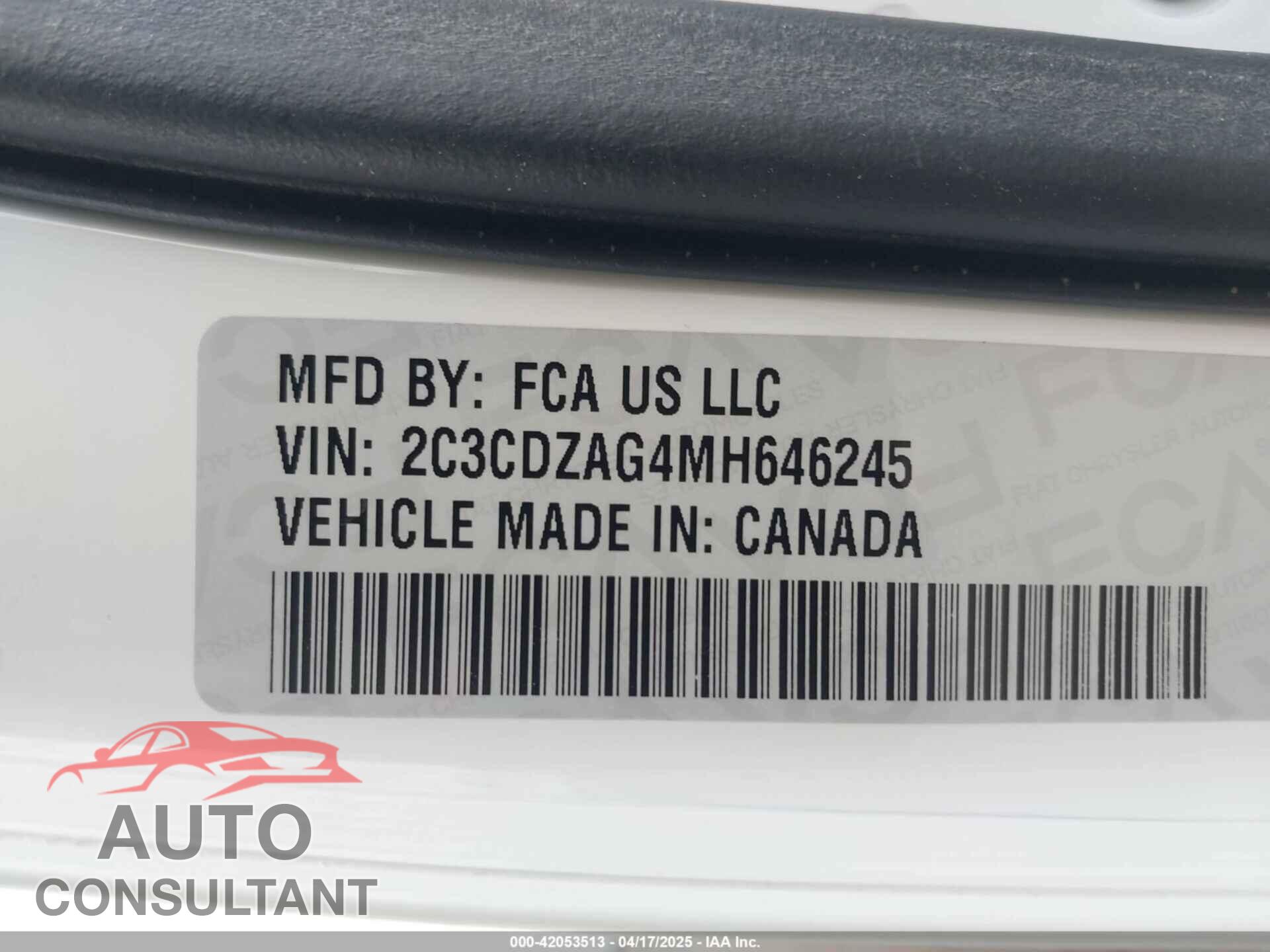 DODGE CHALLENGER 2021 - 2C3CDZAG4MH646245