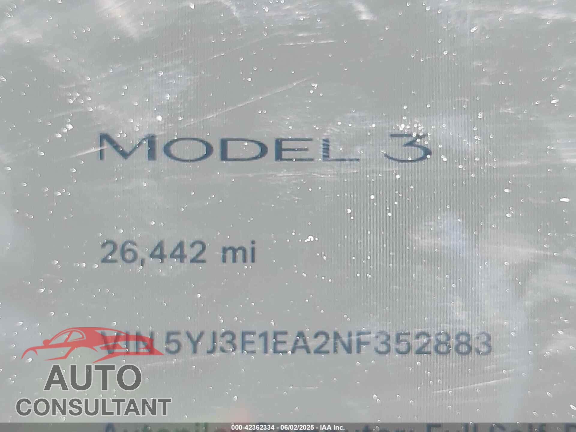 TESLA MODEL 3 2022 - 5YJ3E1EA2NF352883