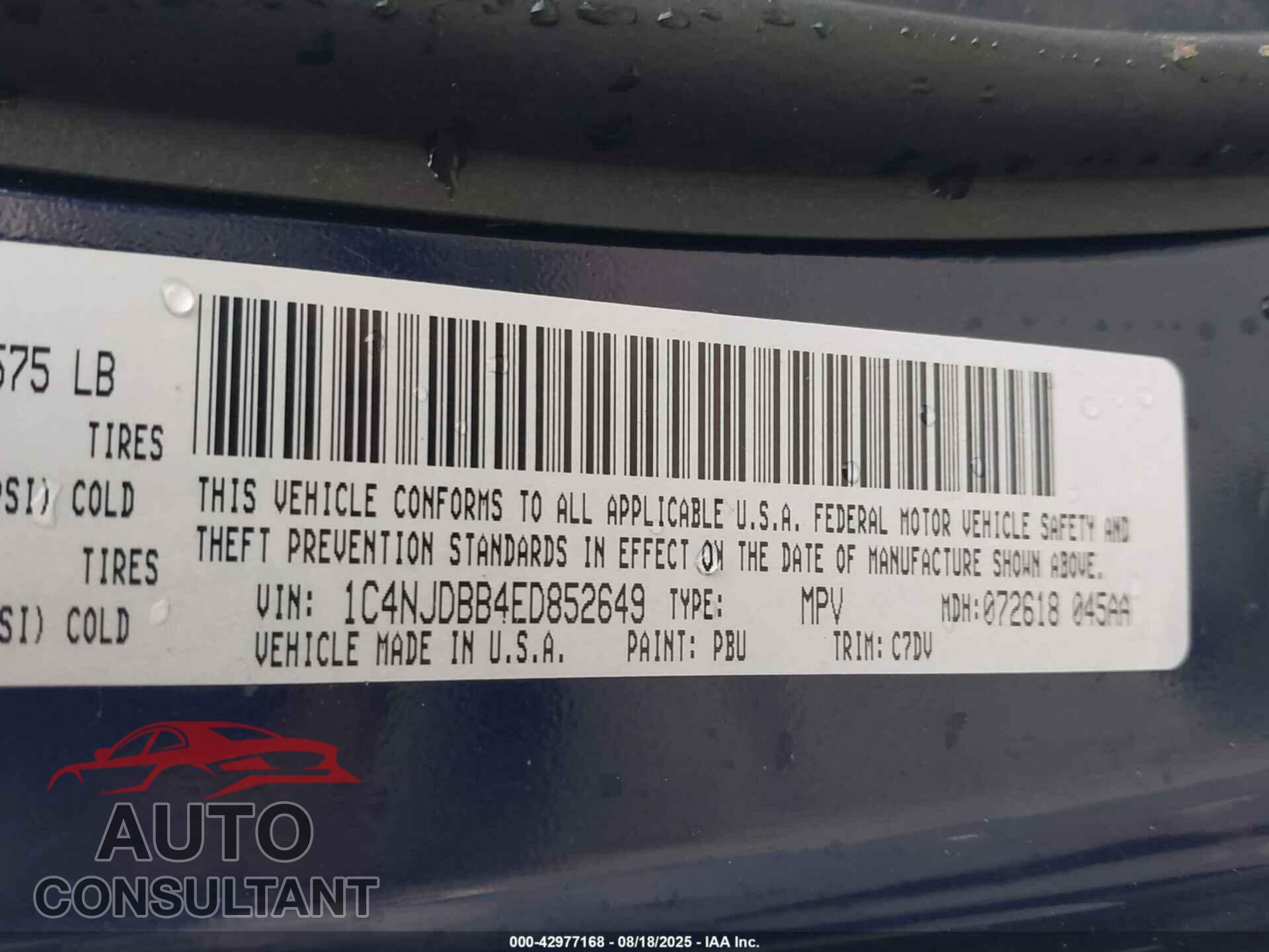 JEEP COMPASS 2014 - 1C4NJDBB4ED852649