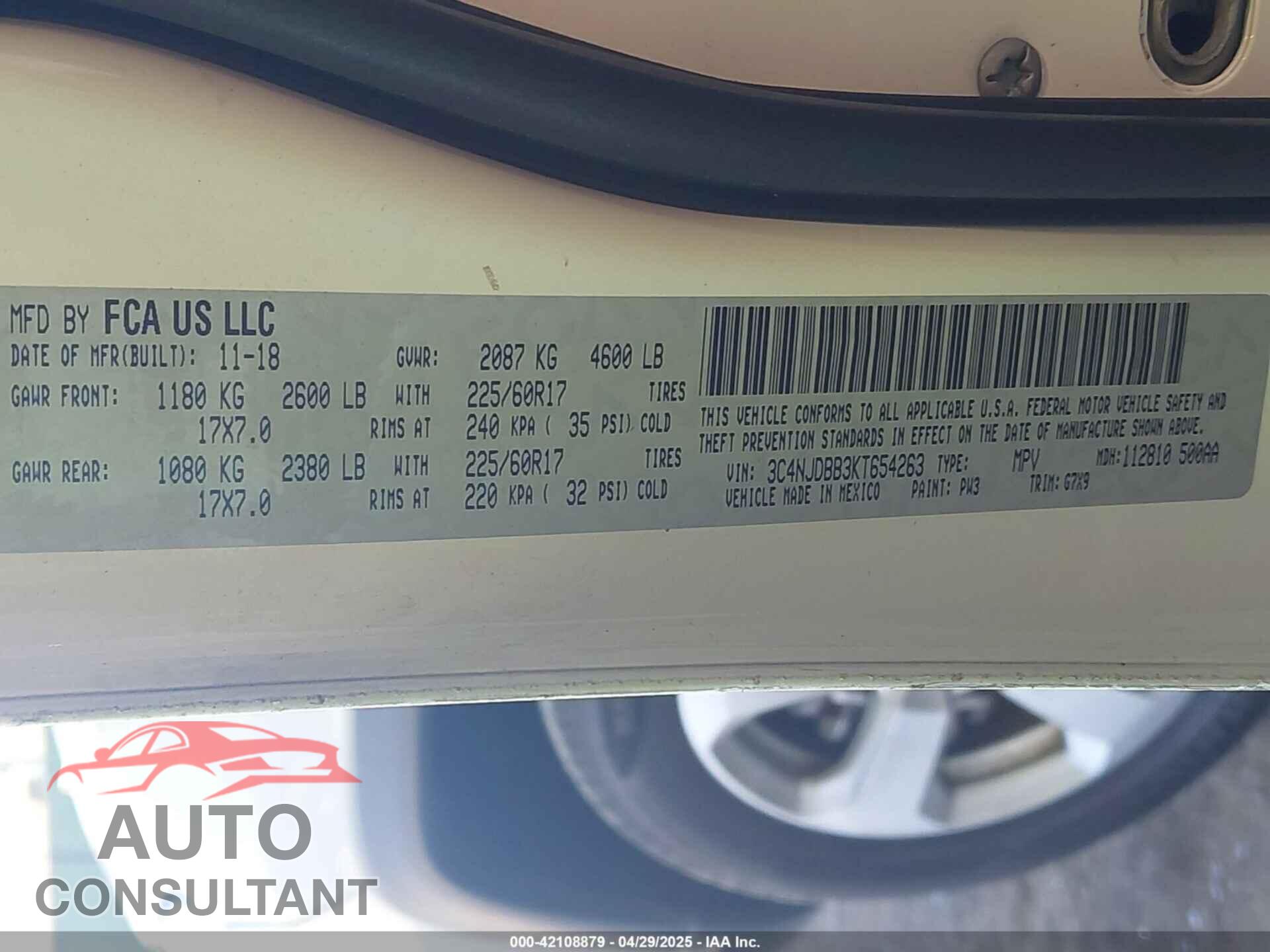 JEEP COMPASS 2019 - 3C4NJDBB3KT654263