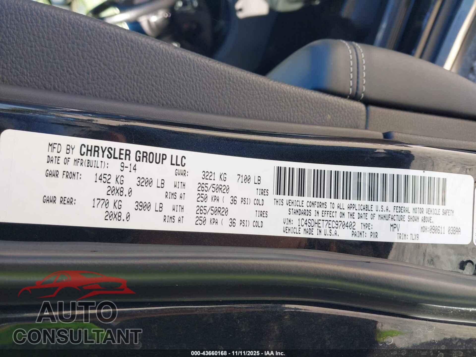 DODGE DURANGO 2014 - 1C4SDHET7EC970402