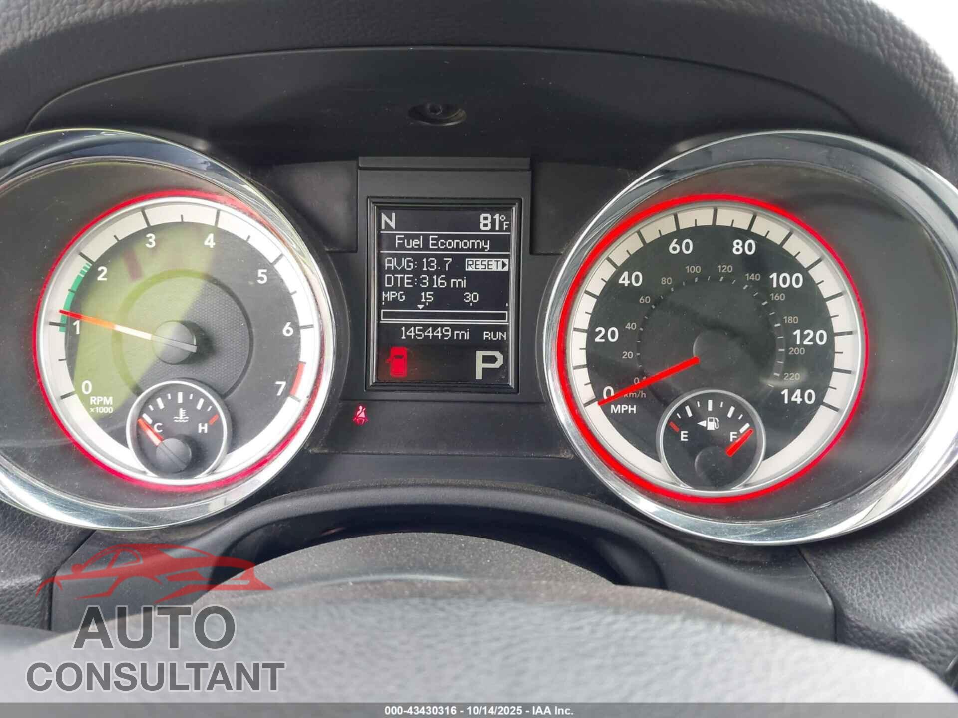 DODGE DURANGO 2013 - 1C4RDHAGXDC689572