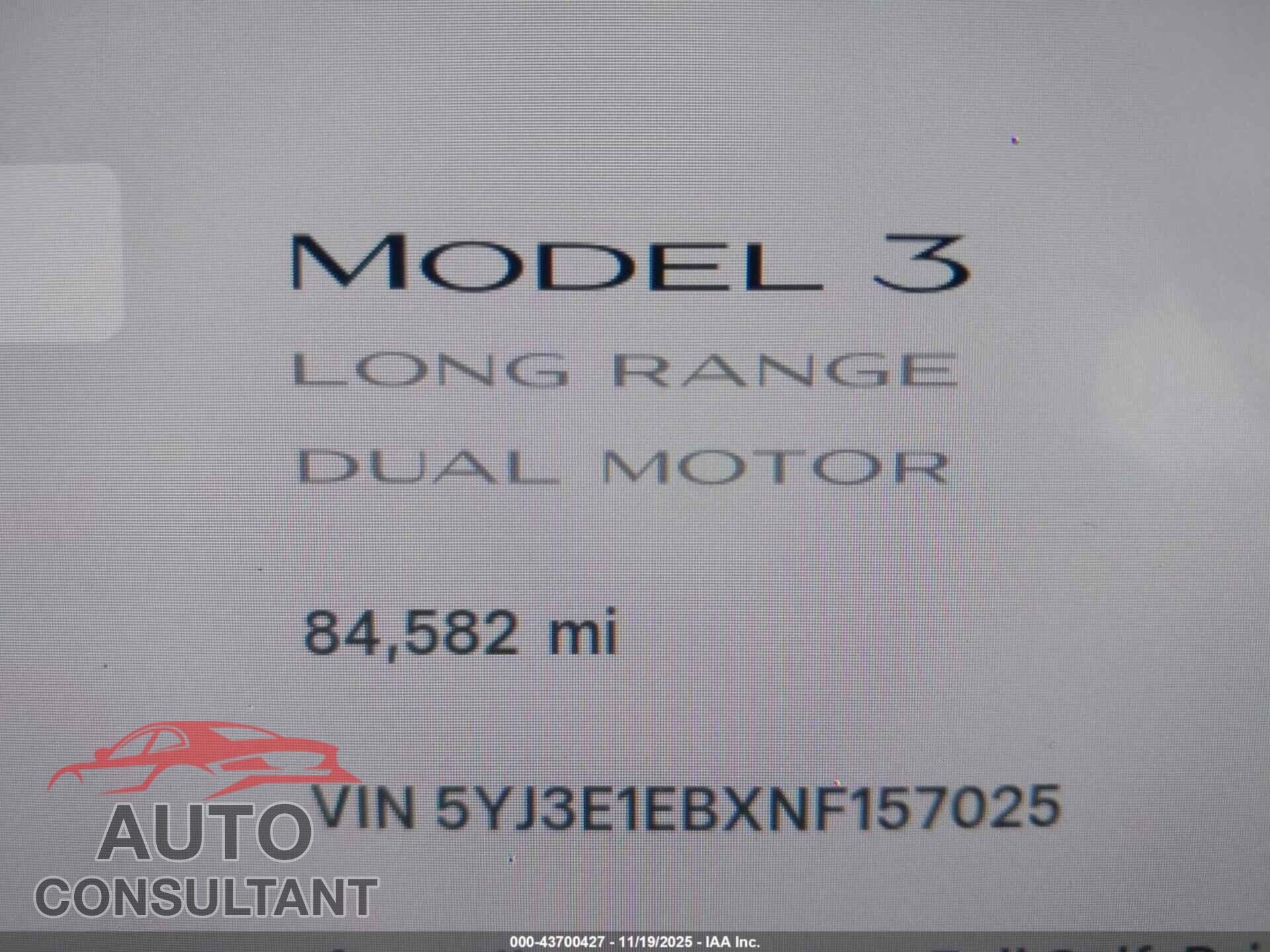 TESLA MODEL 3 2022 - 5YJ3E1EBXNF157025