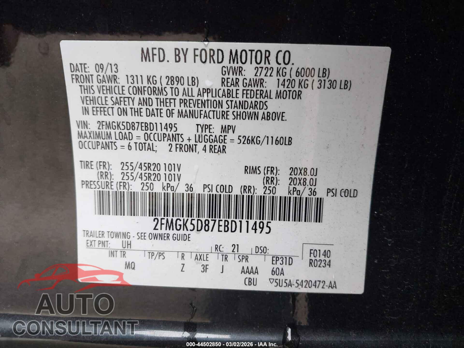 FORD FLEX 2014 - 2FMGK5D87EBD11495