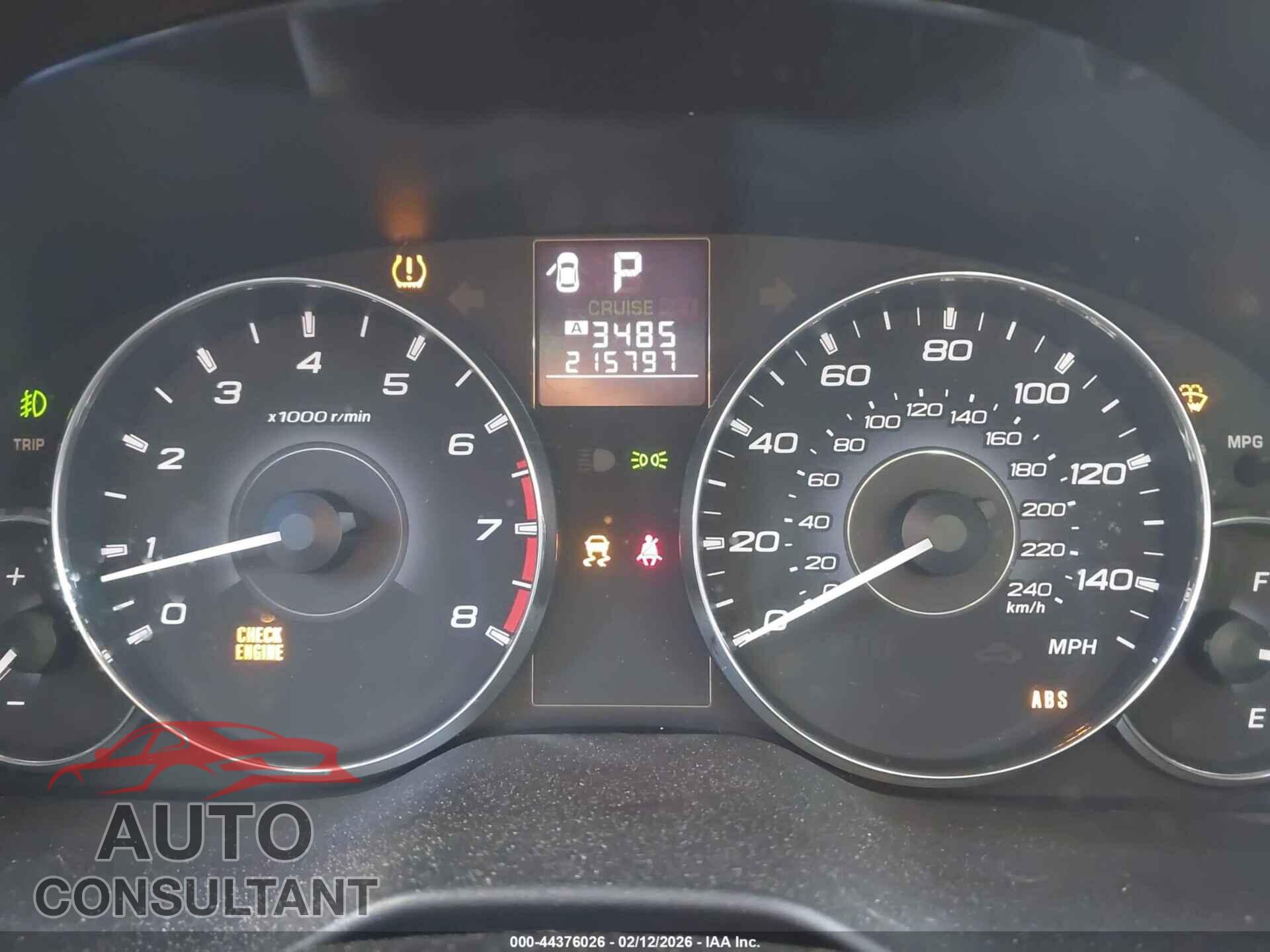 SUBARU OUTBACK 2012 - 4S4BRBGC3C3268193