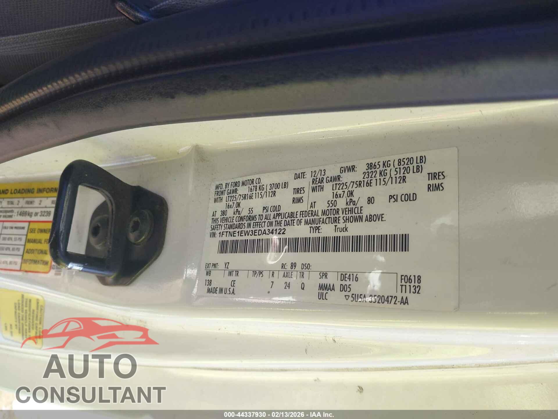 FORD E-150 2014 - 1FTNE1EW3EDA34122