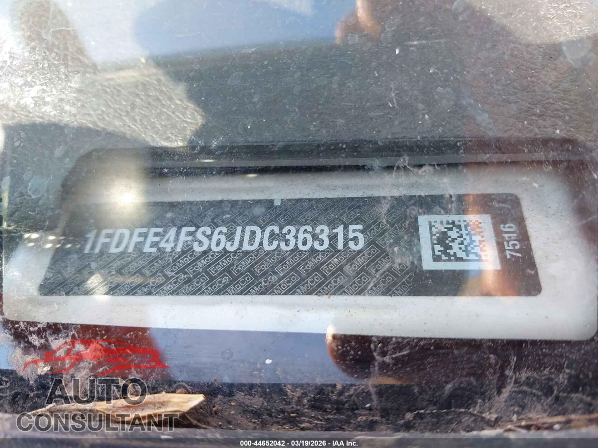 FORD E-450 CUTAWAY 2018 - 1FDFE4FS6JDC36315