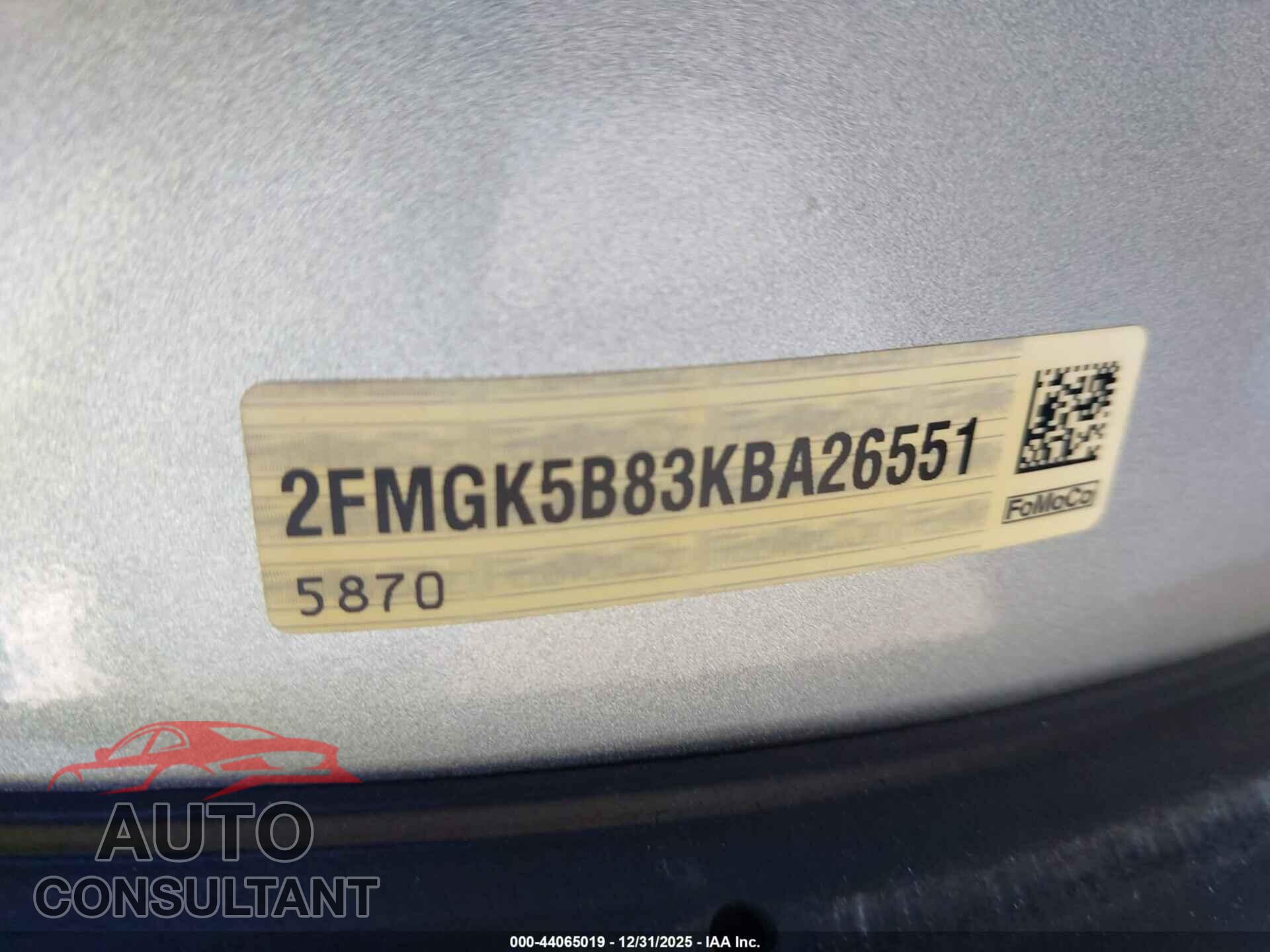 FORD FLEX 2019 - 2FMGK5B83KBA26551
