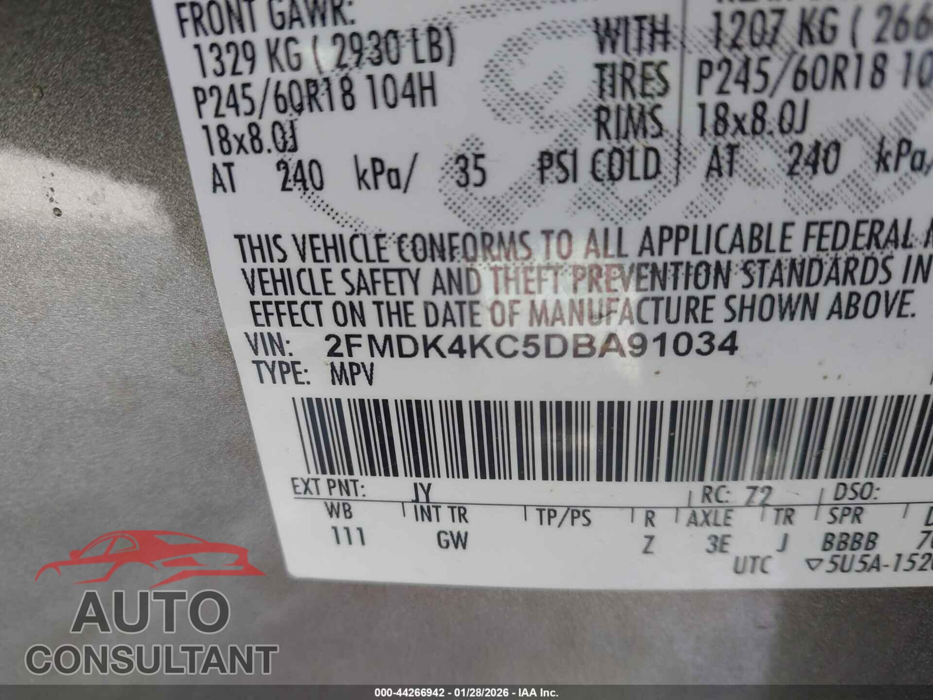 FORD EDGE 2013 - 2FMDK4KC5DBA91034