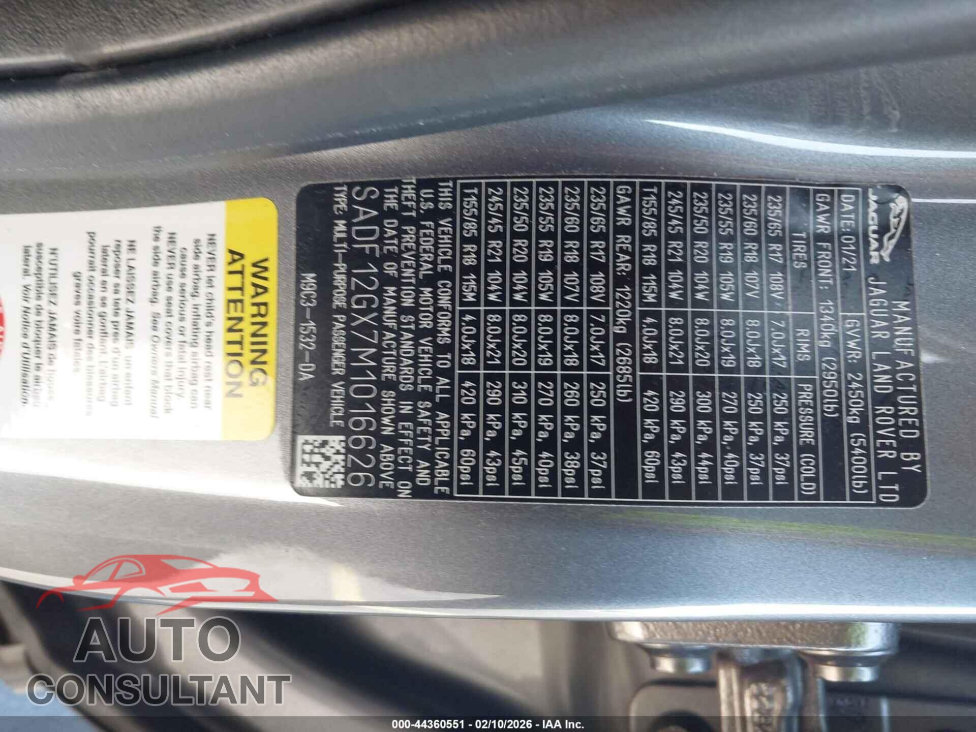 JAGUAR E-PACE 2021 - SADF12GX7M1016626