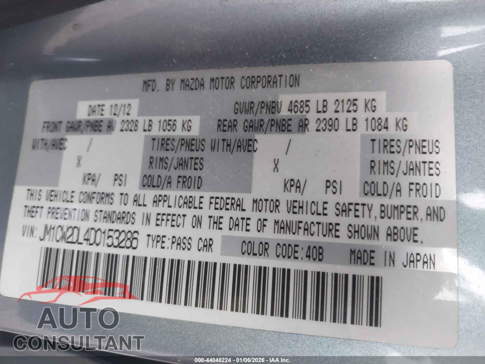MAZDA MAZDA5 2013 - JM1CW2DL4D0153286