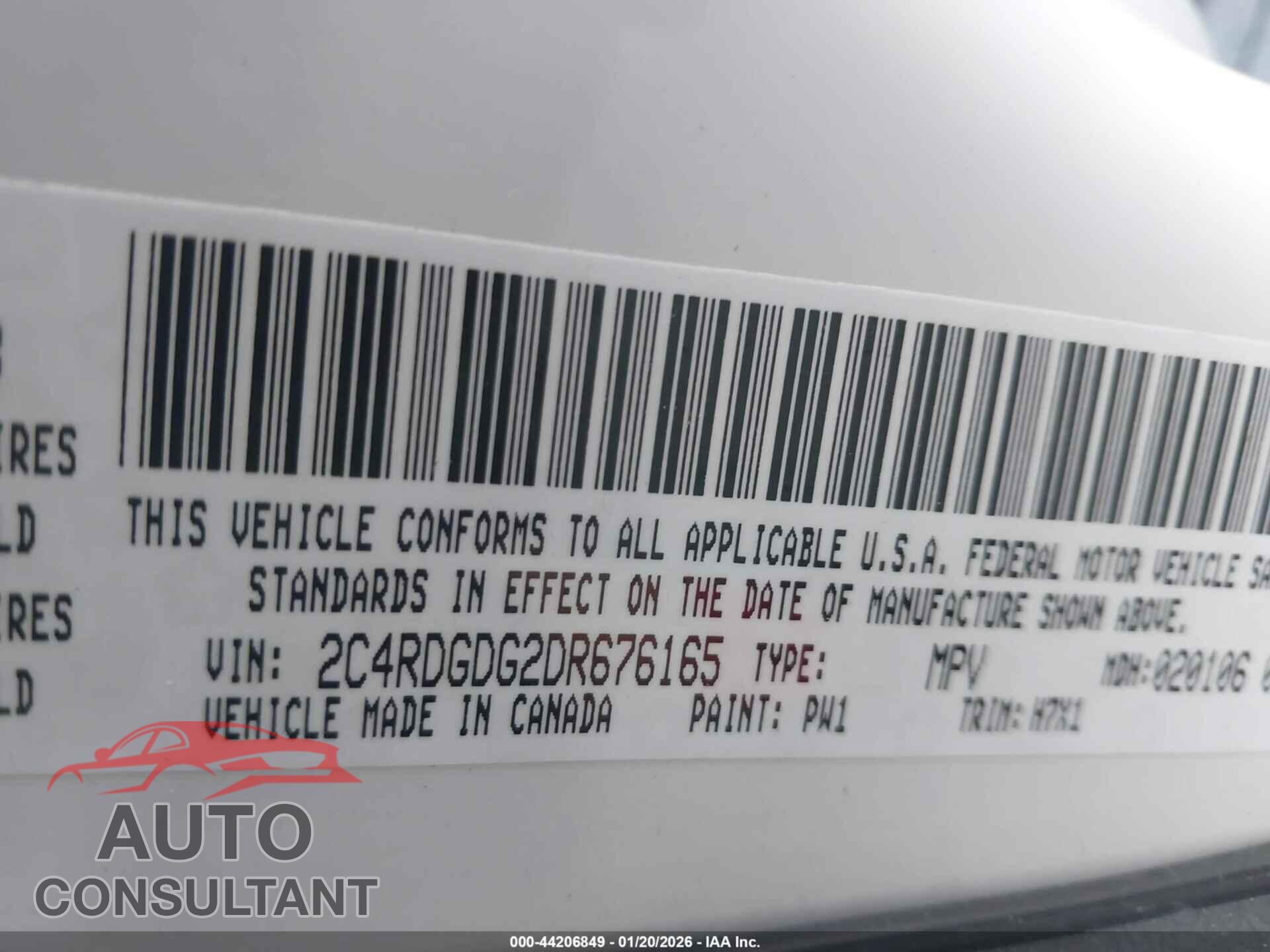 DODGE GRAND CARAVAN 2013 - 2C4RDGDG2DR676165