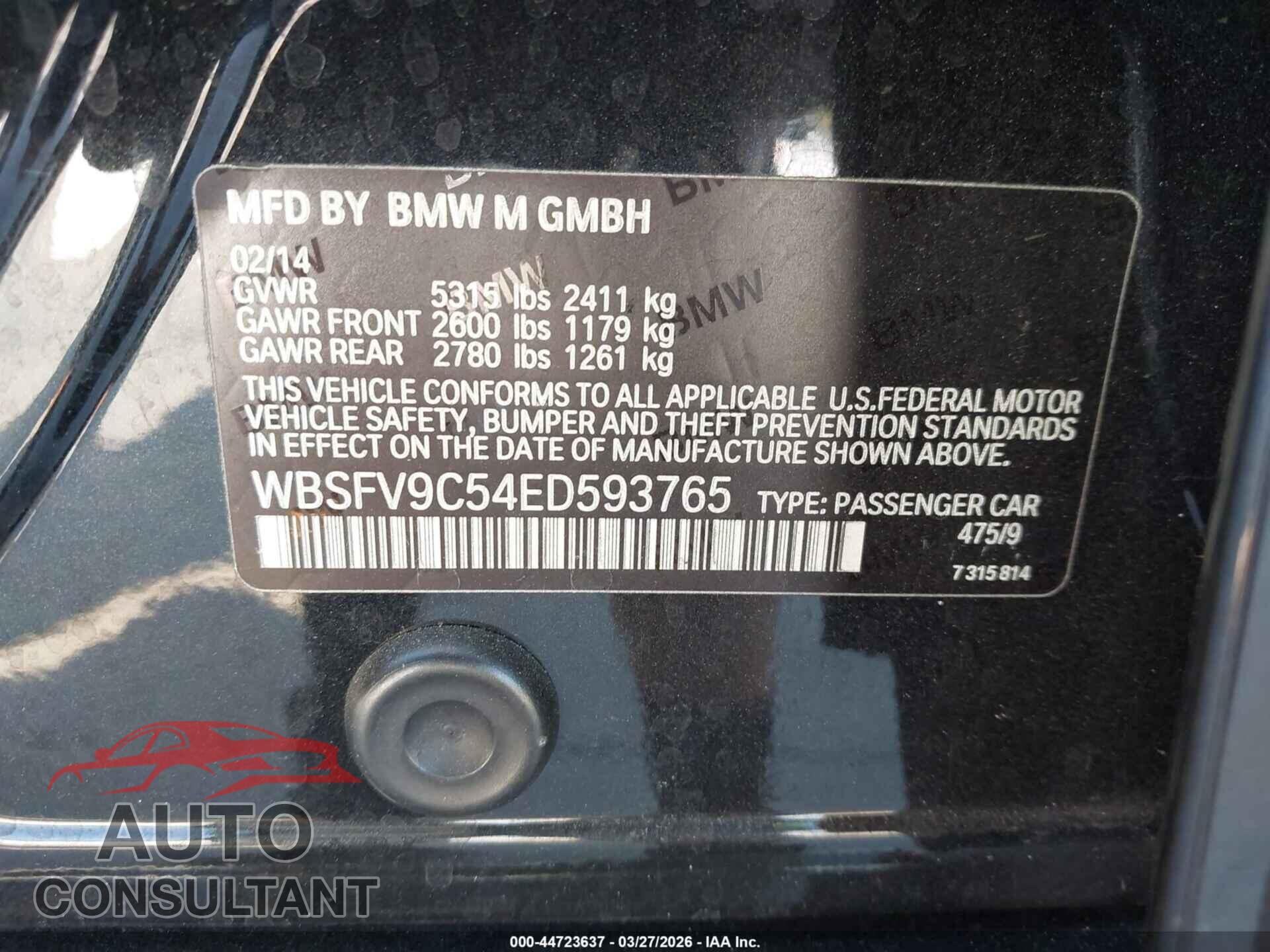 BMW M5 2014 - WBSFV9C54ED593765