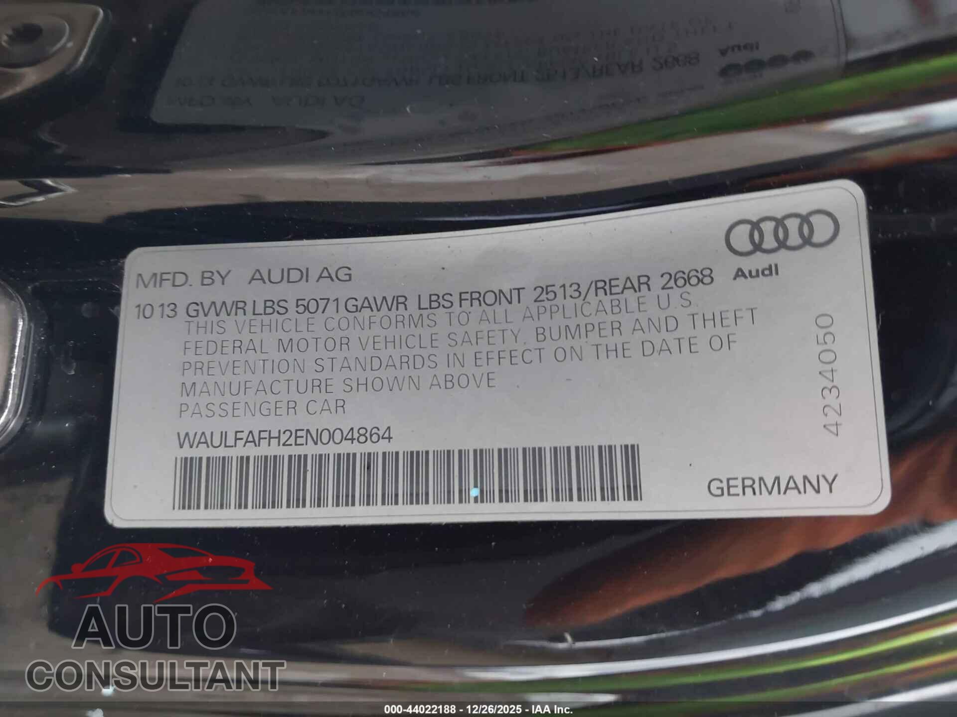 AUDI A5 2014 - WAULFAFH2EN004864
