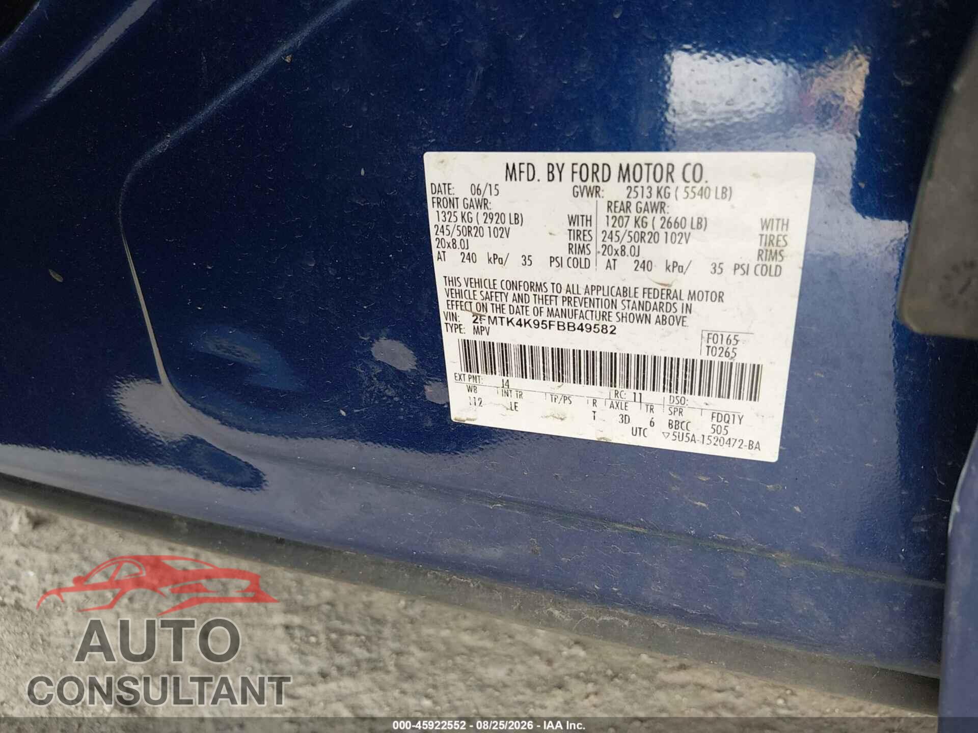 FORD EDGE 2015 - 2FMTK4K95FBB49582